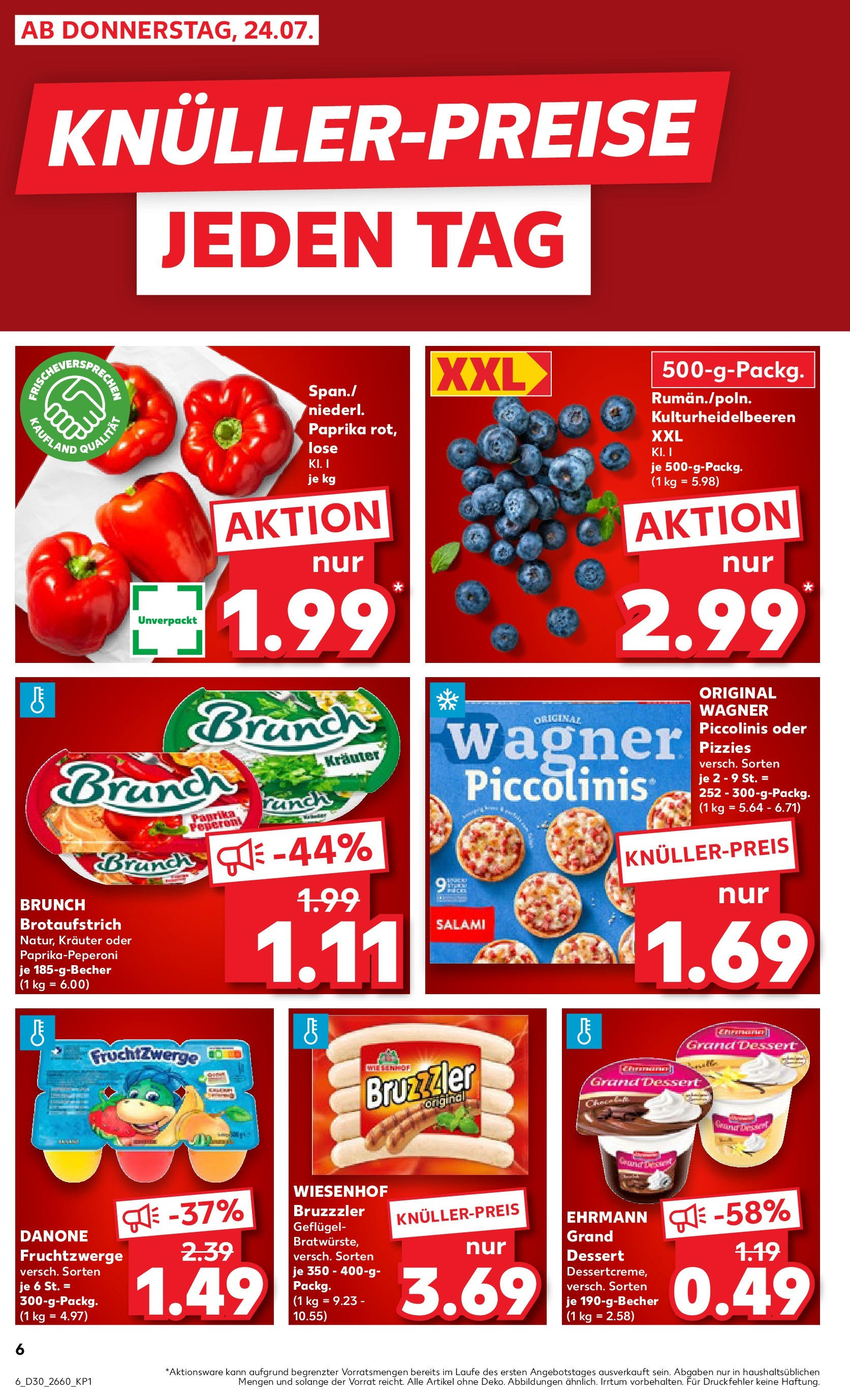 Prospekt Kaufland ab 24.07.2025 » Angebote und Werbung Online | Seite: 6 | Produkte: Ehrmann grand dessert, Fruchtzwerge, Paprika, Salami Prospekt Kaufland ab 24.07.2025 » Angebote Online zum Blättern | Seite: 6 | Produkte: Ehrmann grand dessert, Fruchtzwerge, Paprika, Salami
