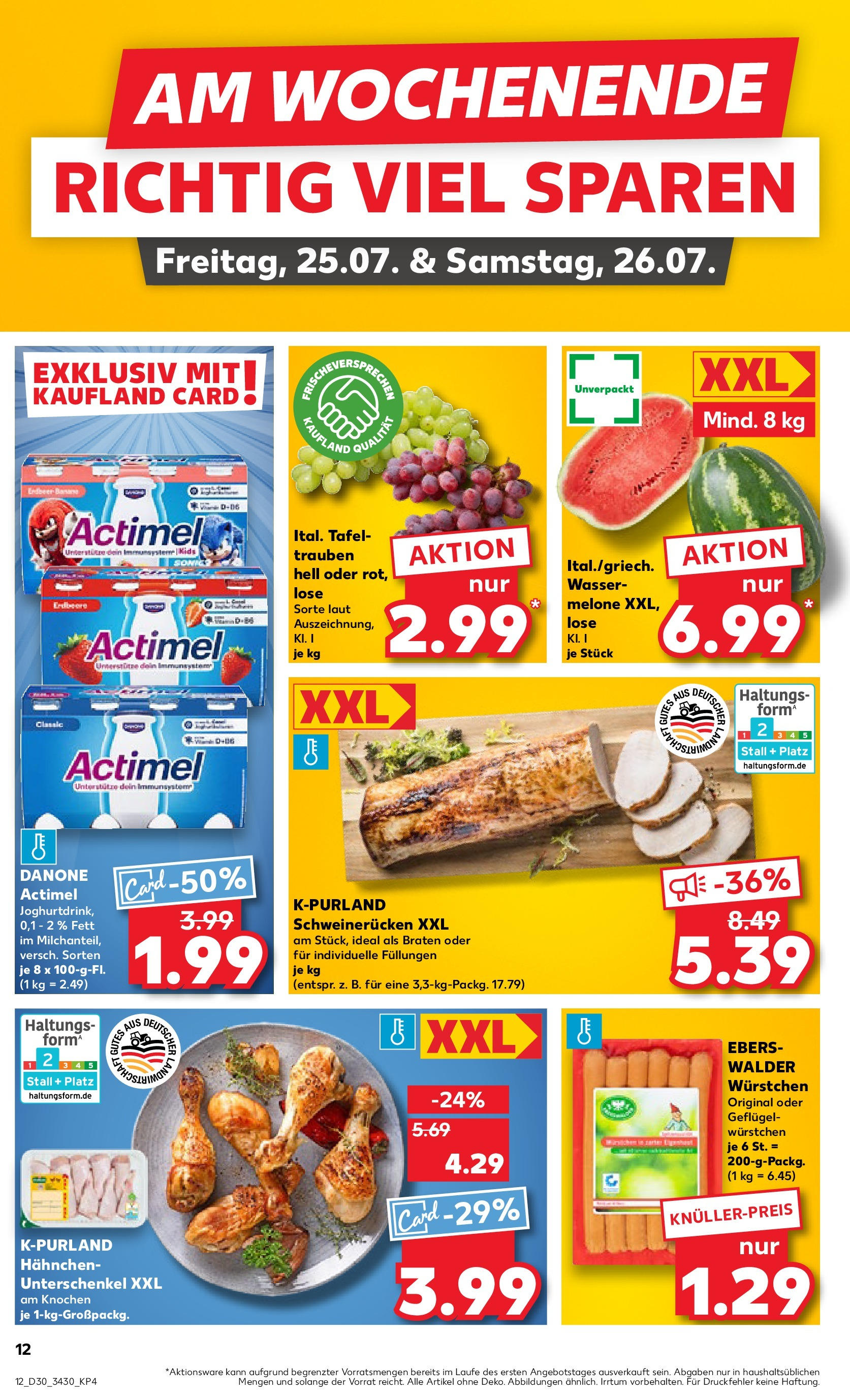 Prospekt Kaufland ab 24.07.2025 » Angebote und Werbung Online | Seite: 12 | Produkte: Actimel, Trauben, Melone, Schweinerucken Prospekt Kaufland ab 24.07.2025 » Angebote Online zum Blättern | Seite: 12 | Produkte: Actimel, Trauben, Melone, Schweinerucken