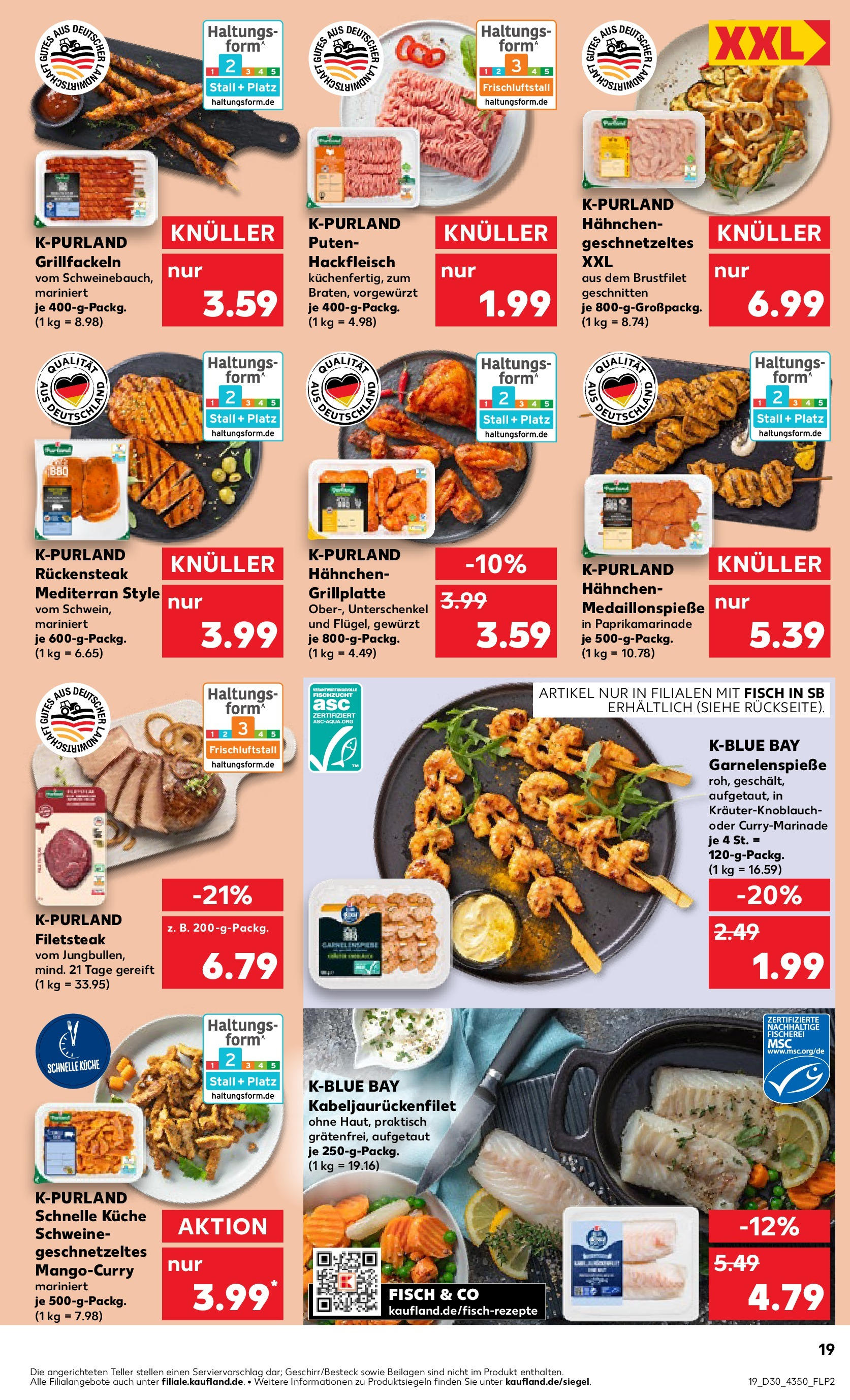 Prospekt Kaufland ab 24.07.2025 » Angebote und Werbung Online | Seite: 19 | Produkte: Hahnchen, Küche, Fisch, Hackfleisch Prospekt Kaufland ab 24.07.2025 » Angebote Online zum Blättern | Seite: 19 | Produkte: Hahnchen, Küche, Fisch, Hackfleisch