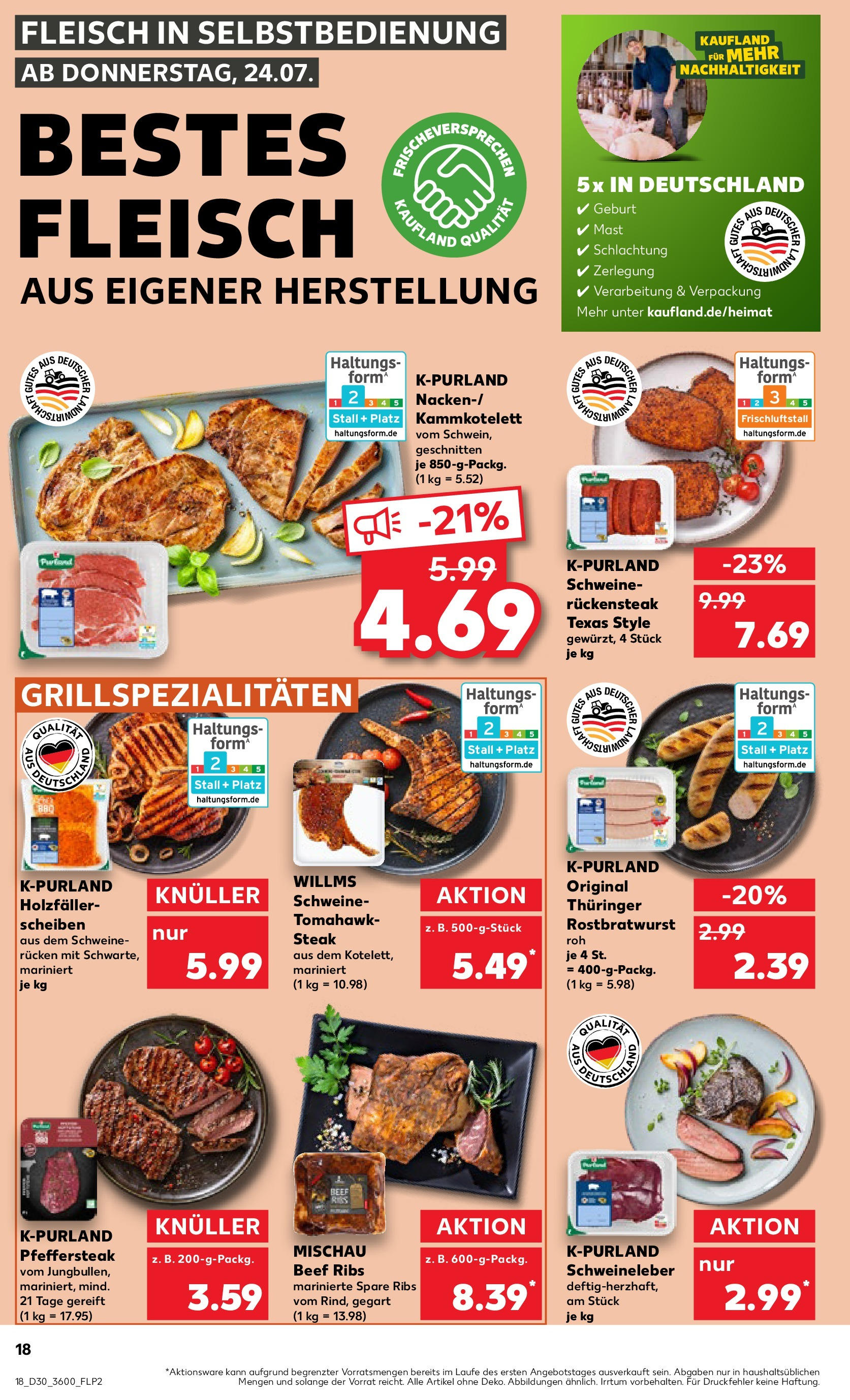 Prospekt Kaufland ab 24.07.2025 » Angebote und Werbung Online | Seite: 18 | Produkte: Spare ribs, Steak, Fleisch Prospekt Kaufland ab 24.07.2025 » Angebote Online zum Blättern | Seite: 18 | Produkte: Spare ribs, Steak, Fleisch
