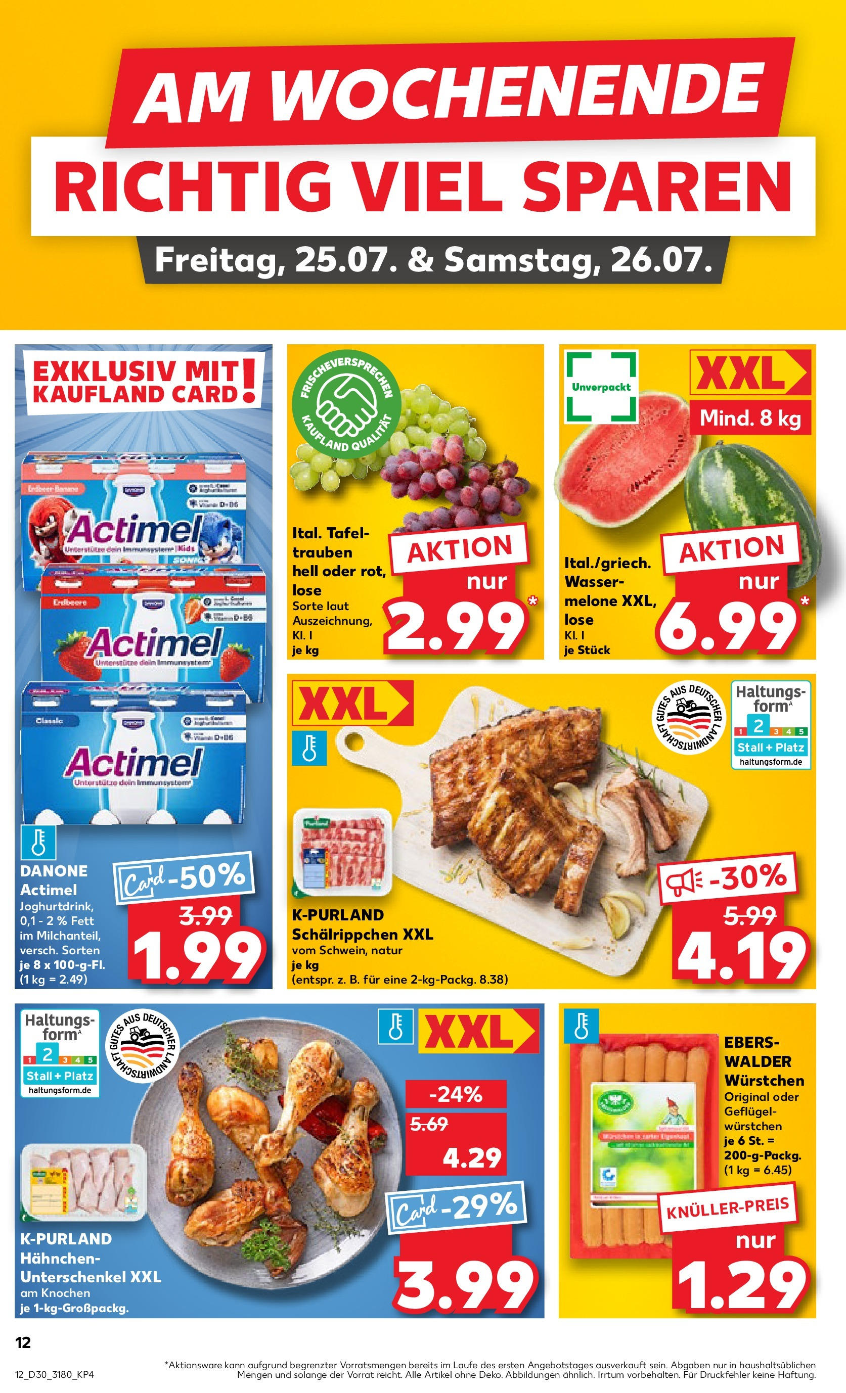 Prospekt Kaufland ab 24.07.2025 » Angebote und Werbung Online | Seite: 12 | Produkte: Hahnchen, Actimel, Wasser, Wassermelone Prospekt Kaufland ab 24.07.2025 » Angebote Online zum Blättern | Seite: 12 | Produkte: Hahnchen, Actimel, Wasser, Wassermelone