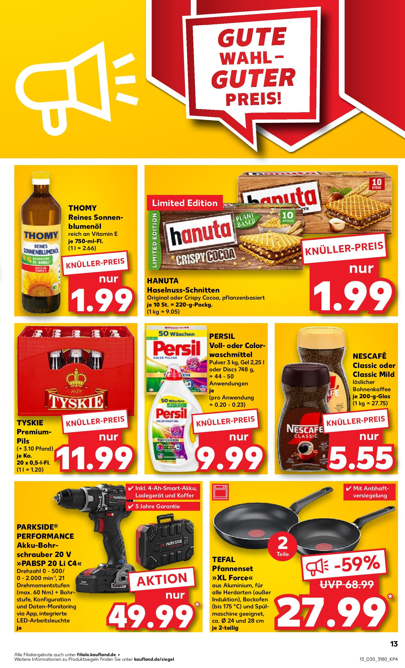 Prospekt Kaufland ab 24.07.2025 » Angebote und Werbung Online | Seite: 13 | Produkte: Sonnenblumenol, Nescafe classic, Backofen, Persil Prospekt Kaufland ab 24.07.2025 » Angebote Online zum Blättern | Seite: 13 | Produkte: Sonnenblumenol, Nescafe classic, Backofen, Persil
