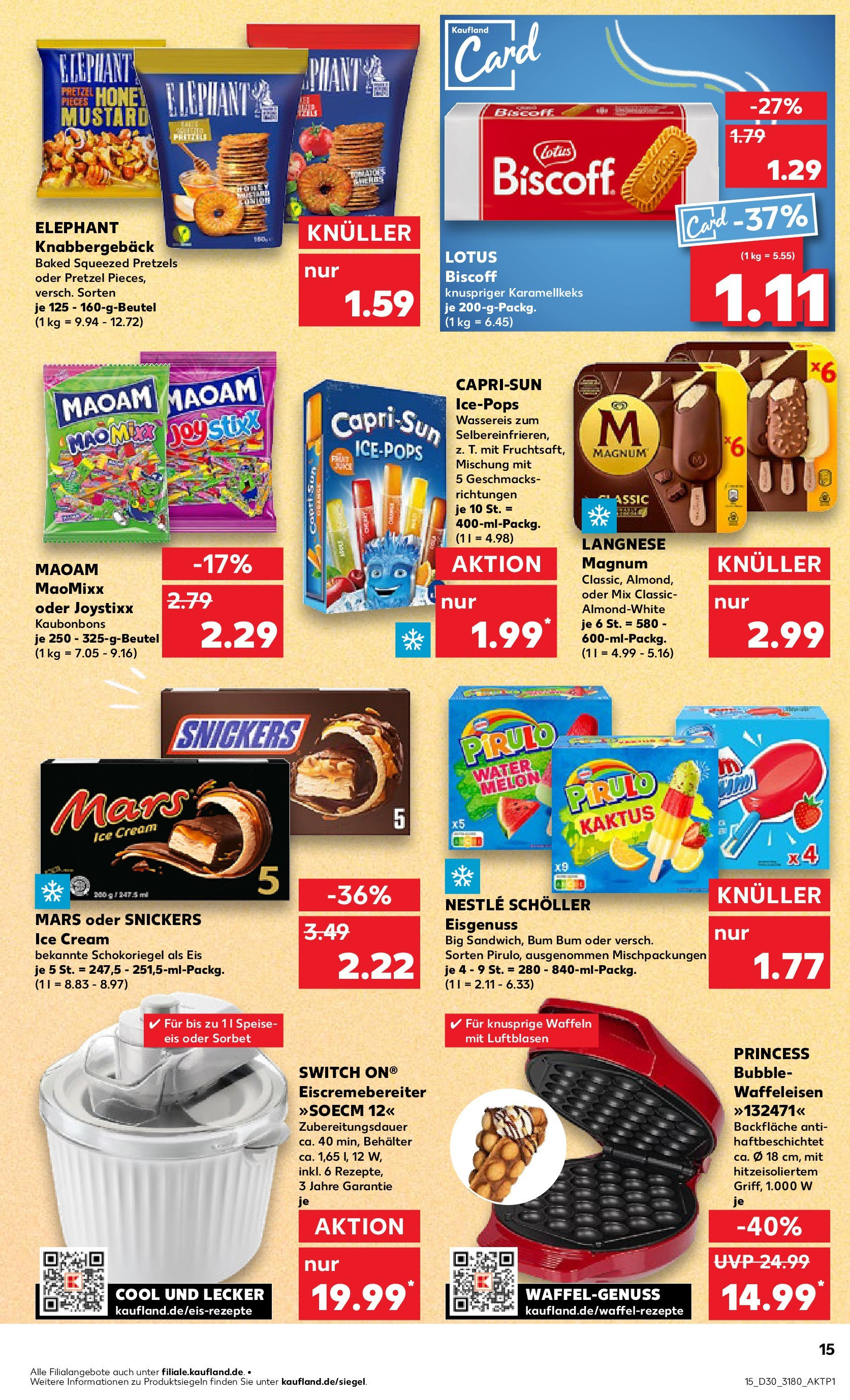 Prospekt Kaufland ab 24.07.2025 » Angebote und Werbung Online | Seite: 15 | Produkte: Langnese, Snickers, Mars, Eis Prospekt Kaufland ab 24.07.2025 » Angebote Online zum Blättern | Seite: 15 | Produkte: Langnese, Snickers, Mars, Eis