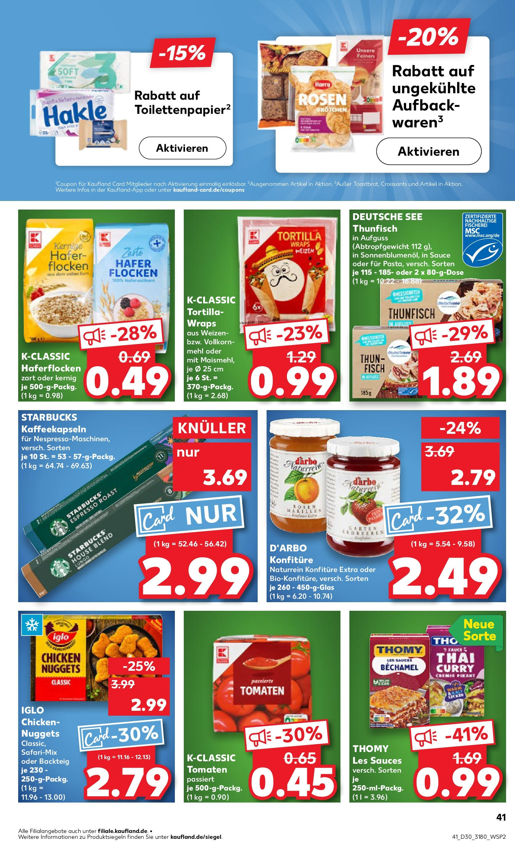 Prospekt Kaufland ab 24.07.2025 » Angebote und Werbung Online | Seite: 41 | Produkte: Thomy les sauces, Thunfisch, Starbucks, Erdbeeren Prospekt Kaufland ab 24.07.2025 » Angebote Online zum Blättern | Seite: 41 | Produkte: Thomy les sauces, Thunfisch, Starbucks, Erdbeeren