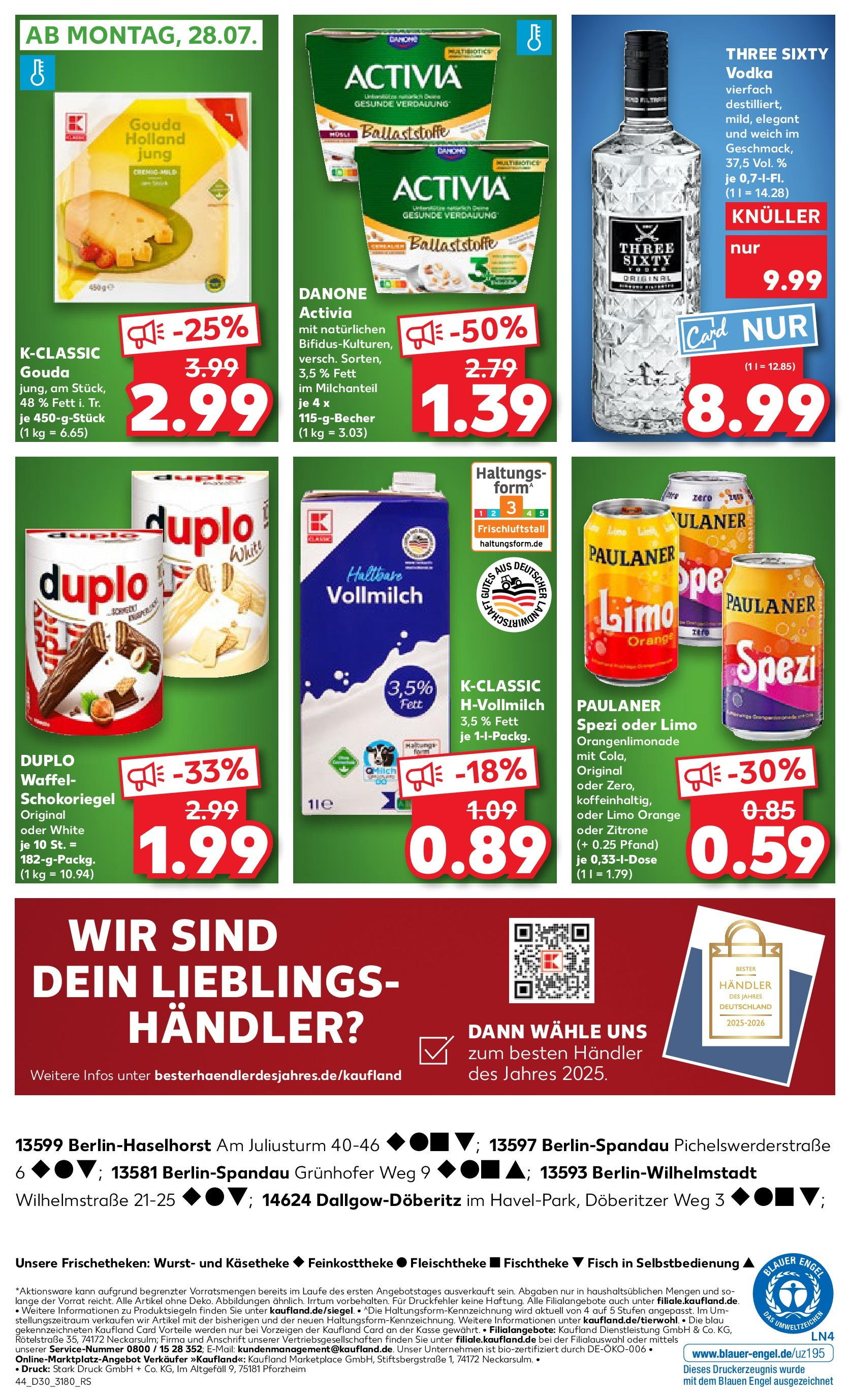 Prospekt Kaufland ab 24.07.2025 » Angebote und Werbung Online | Seite: 44 | Produkte: Activia, Gouda, Zitrone, Paulaner Prospekt Kaufland ab 24.07.2025 » Angebote Online zum Blättern | Seite: 44 | Produkte: Activia, Gouda, Zitrone, Paulaner