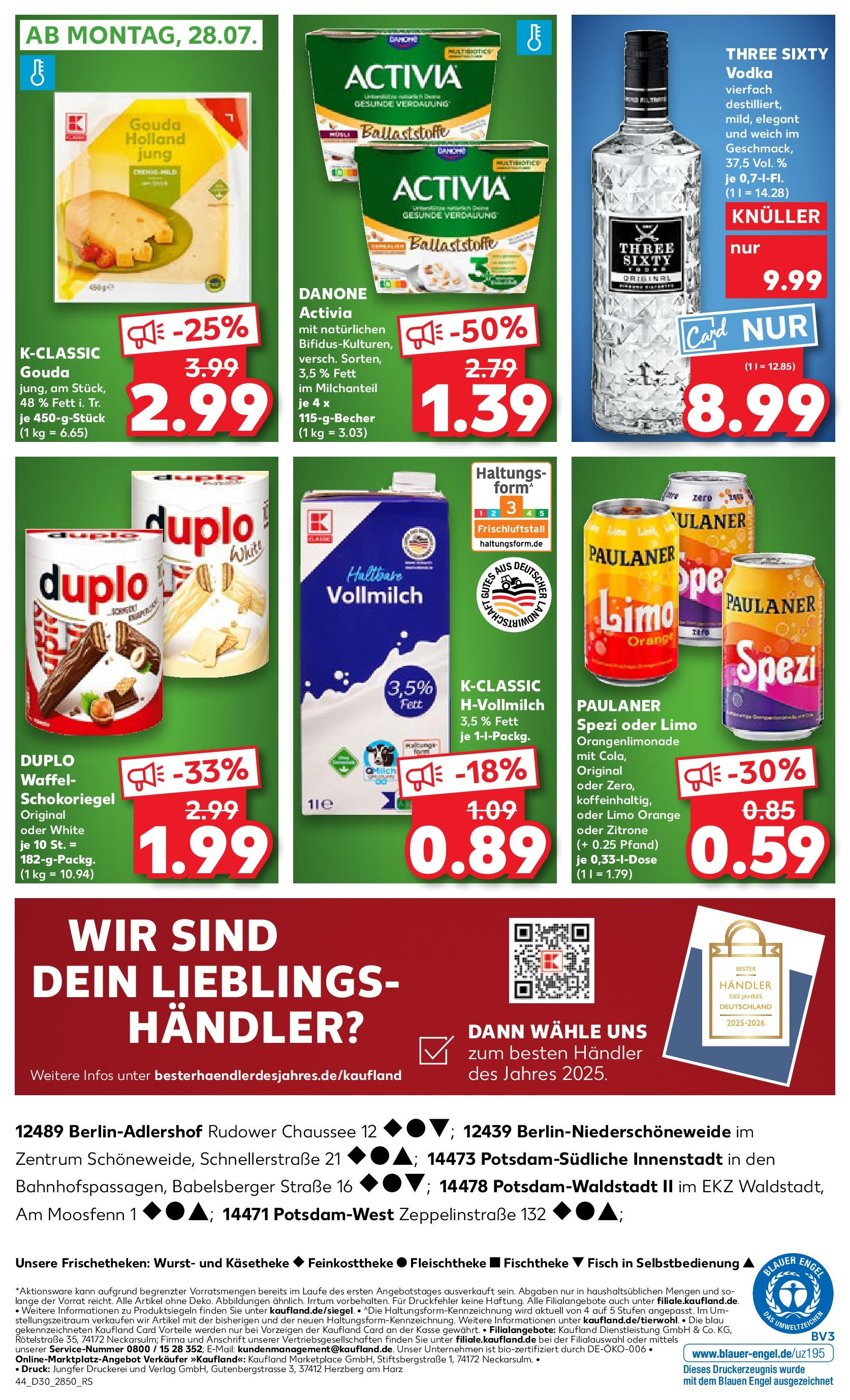 Prospekt Kaufland ab 24.07.2025 » Angebote und Werbung Online | Seite: 44 | Produkte: Activia, Paulaner spezi, Gouda, Wurst Prospekt Kaufland ab 24.07.2025 » Angebote Online zum Blättern | Seite: 44 | Produkte: Activia, Paulaner spezi, Gouda, Wurst