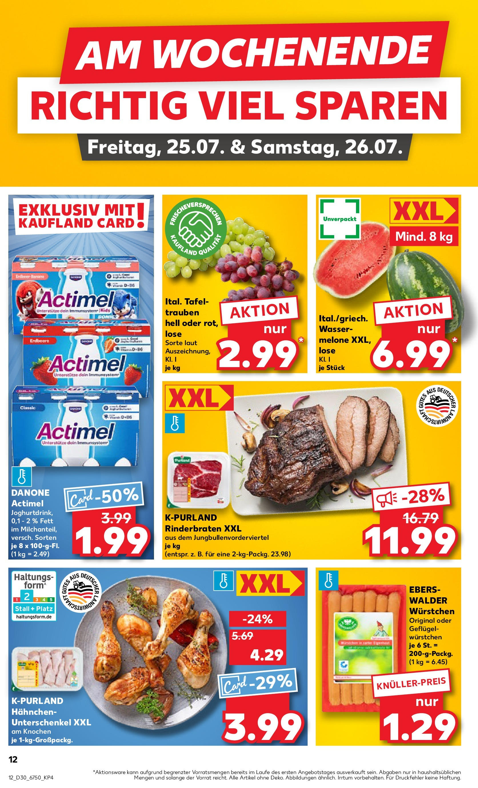 Prospekt Kaufland ab 24.07.2025 » Angebote und Werbung Online | Seite: 12 | Produkte: Actimel, Trauben, Wasser, Melone Prospekt Kaufland ab 24.07.2025 » Angebote Online zum Blättern | Seite: 12 | Produkte: Actimel, Trauben, Wasser, Melone