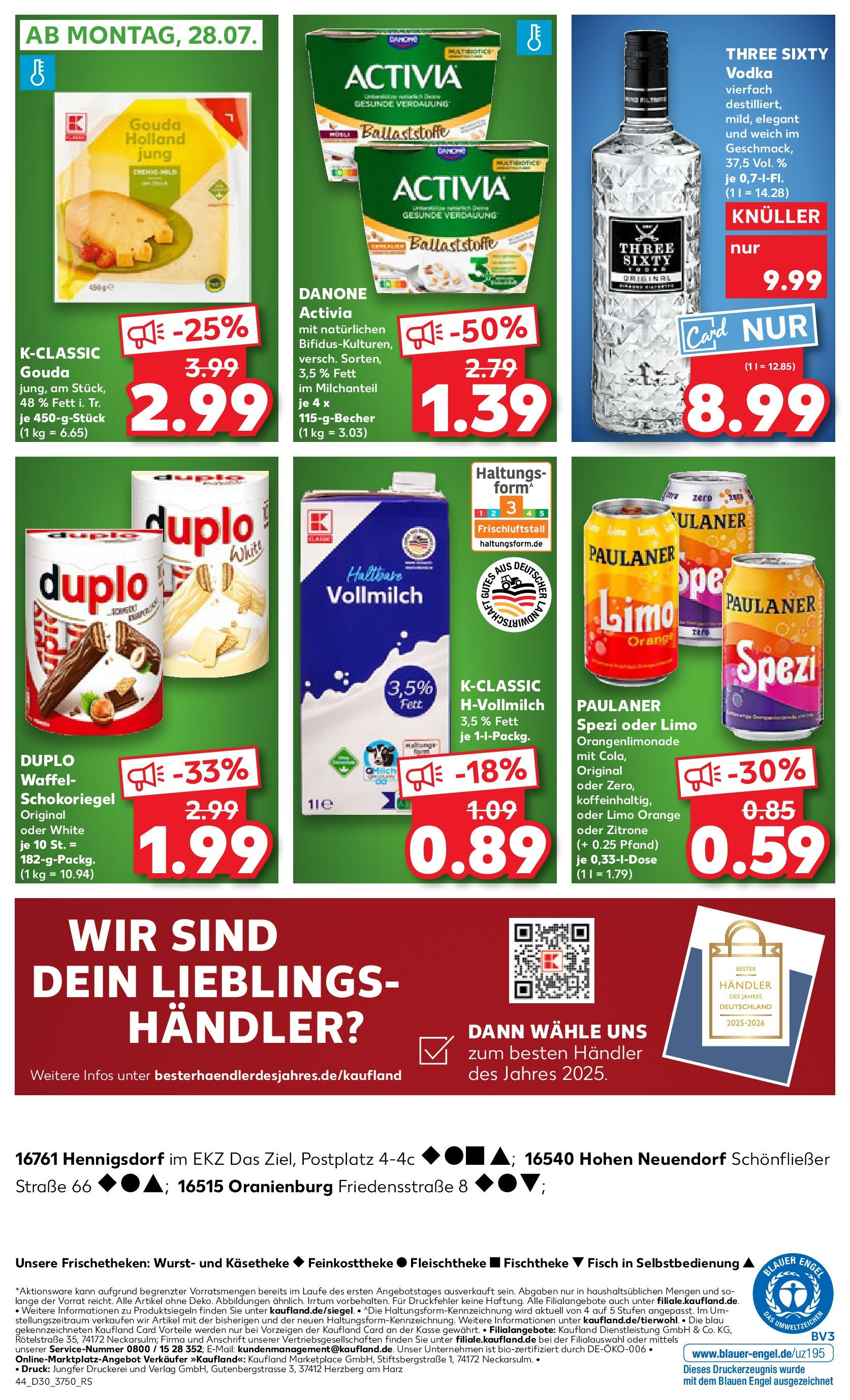 Prospekt Kaufland ab 24.07.2025 » Angebote und Werbung Online | Seite: 44 | Produkte: Danone activia, Paulaner spezi, Gouda, Zitrone Prospekt Kaufland ab 24.07.2025 » Angebote Online zum Blättern | Seite: 44 | Produkte: Danone activia, Paulaner spezi, Gouda, Zitrone