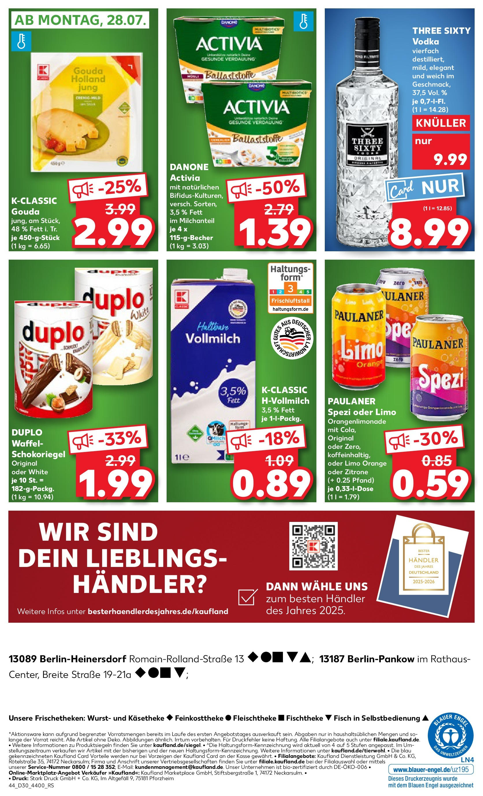 Prospekt Kaufland ab 24.07.2025 » Angebote und Werbung Online | Seite: 44 | Produkte: Activia, Paulaner spezi, Gouda, Wurst Prospekt Kaufland ab 24.07.2025 » Angebote Online zum Blättern | Seite: 44 | Produkte: Activia, Paulaner spezi, Gouda, Wurst