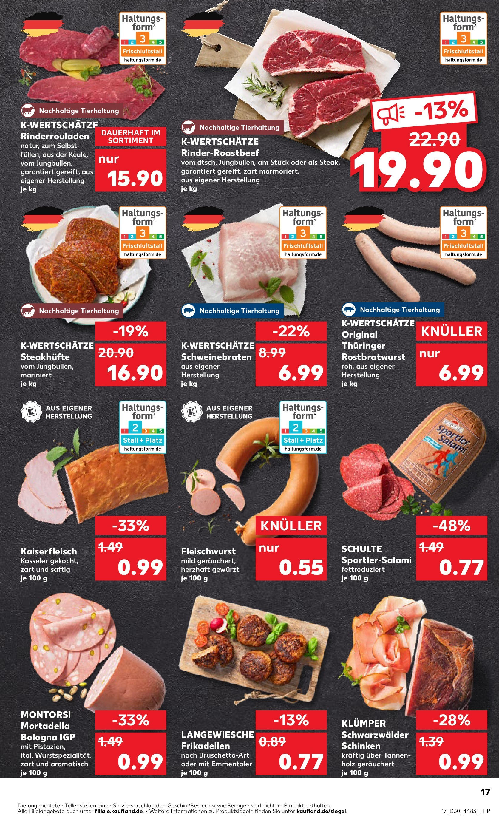 Prospekt Kaufland ab 24.07.2025 » Angebote und Werbung Online | Seite: 17 | Produkte: Rinderrouladen, Salami, Schinken Prospekt Kaufland ab 24.07.2025 » Angebote Online zum Blättern | Seite: 17 | Produkte: Rinderrouladen, Salami, Schinken