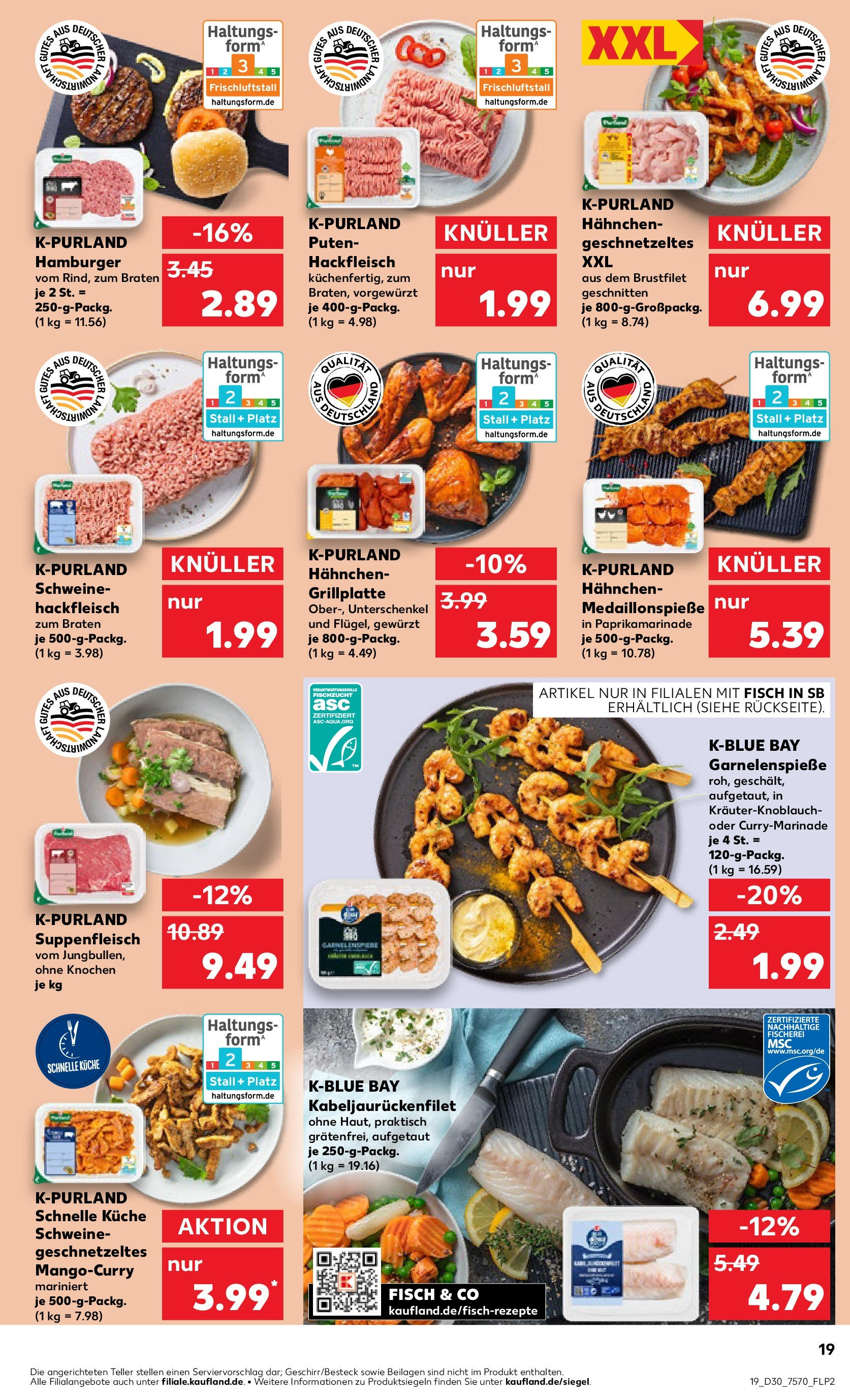 Prospekt Kaufland ab 24.07.2025 » Angebote und Werbung Online | Seite: 19 | Produkte: Hahnchen, Küche, Fisch, Suppenfleisch Prospekt Kaufland ab 24.07.2025 » Angebote Online zum Blättern | Seite: 19 | Produkte: Hahnchen, Küche, Fisch, Suppenfleisch