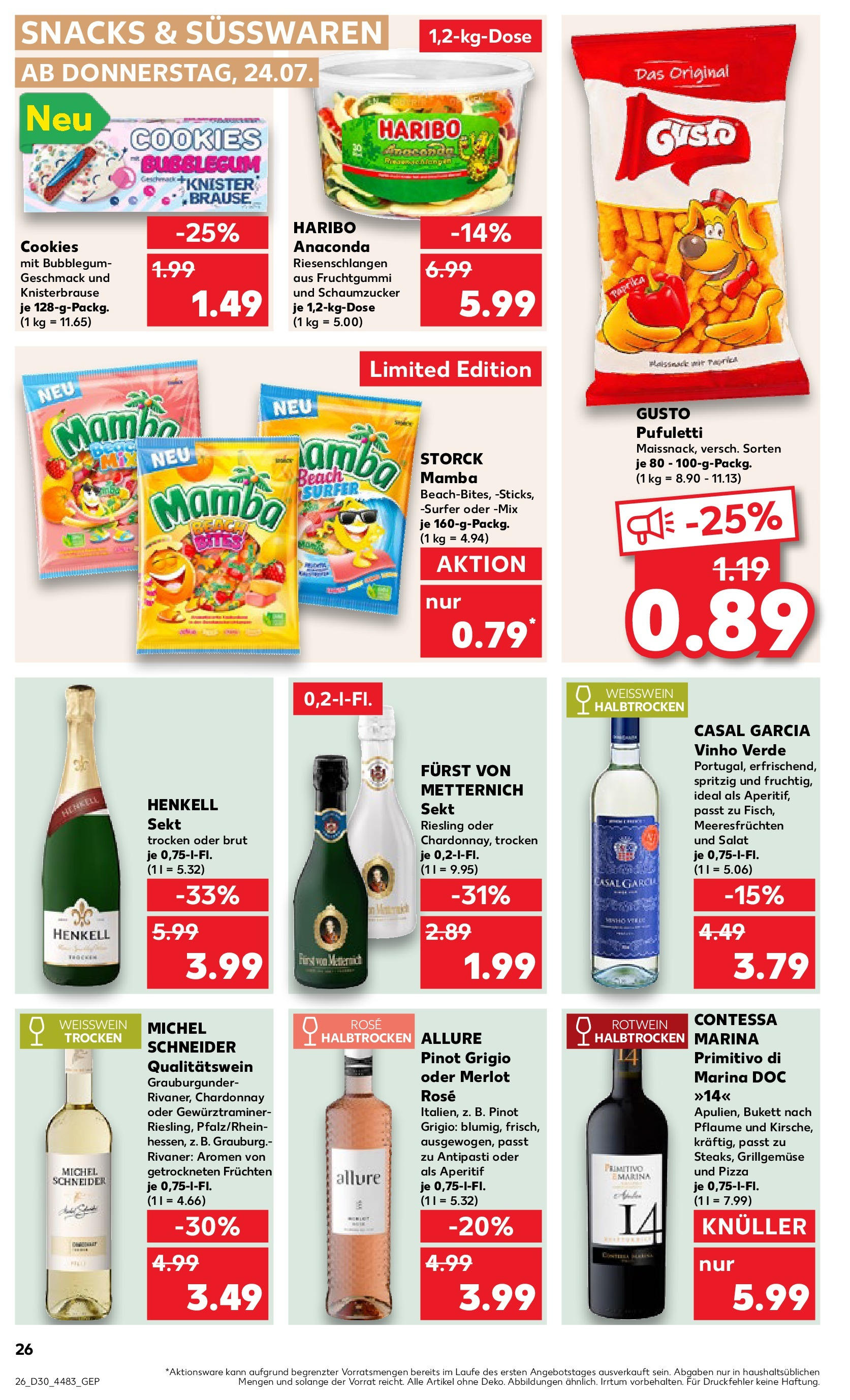 Prospekt Kaufland ab 24.07.2025 » Angebote und Werbung Online | Seite: 26 | Produkte: Sekt, Rotwein halbtrocken, Merlot, Paprika Prospekt Kaufland ab 24.07.2025 » Angebote Online zum Blättern | Seite: 26 | Produkte: Sekt, Rotwein halbtrocken, Merlot, Paprika