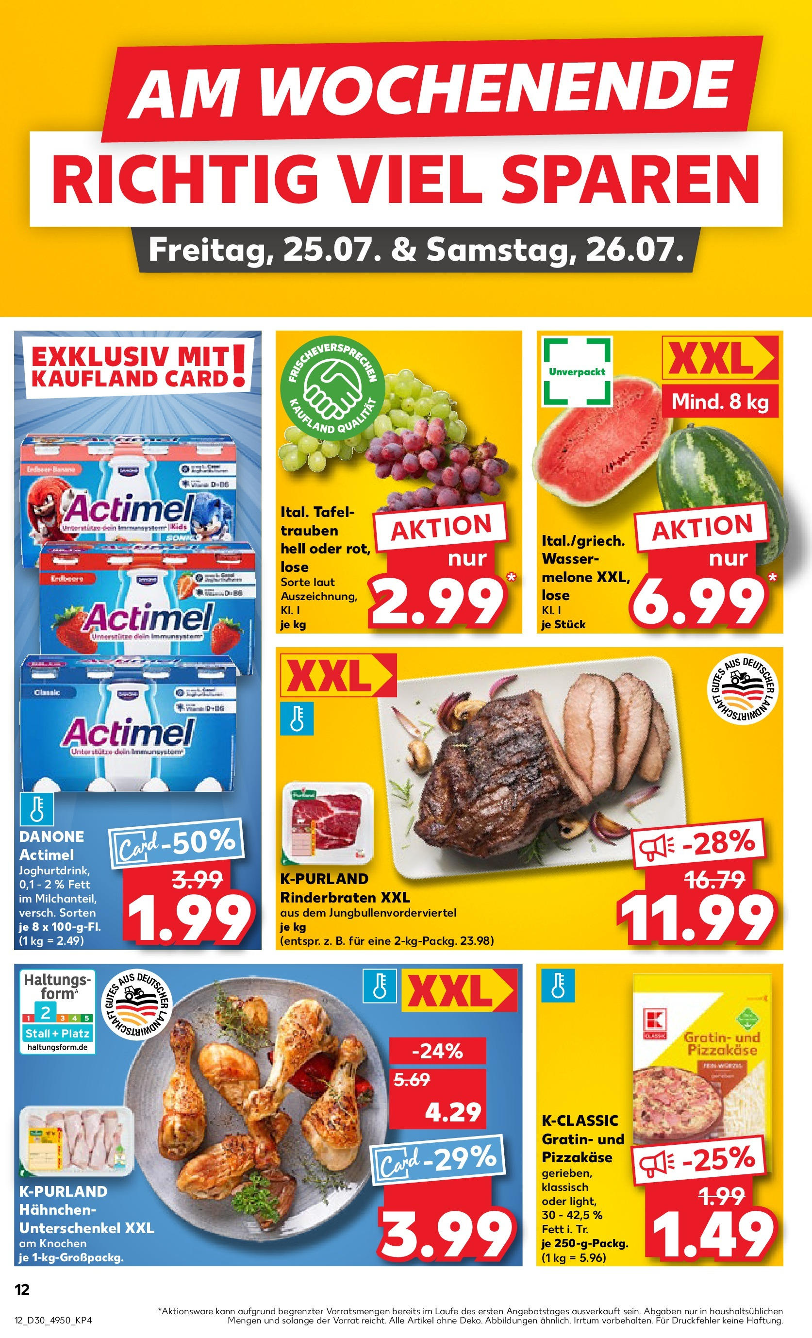 Prospekt Kaufland ab 24.07.2025 » Angebote Online zum Blättern | Seite: 12 | Produkte: Hahnchen, Wasser, Wassermelone, Melone