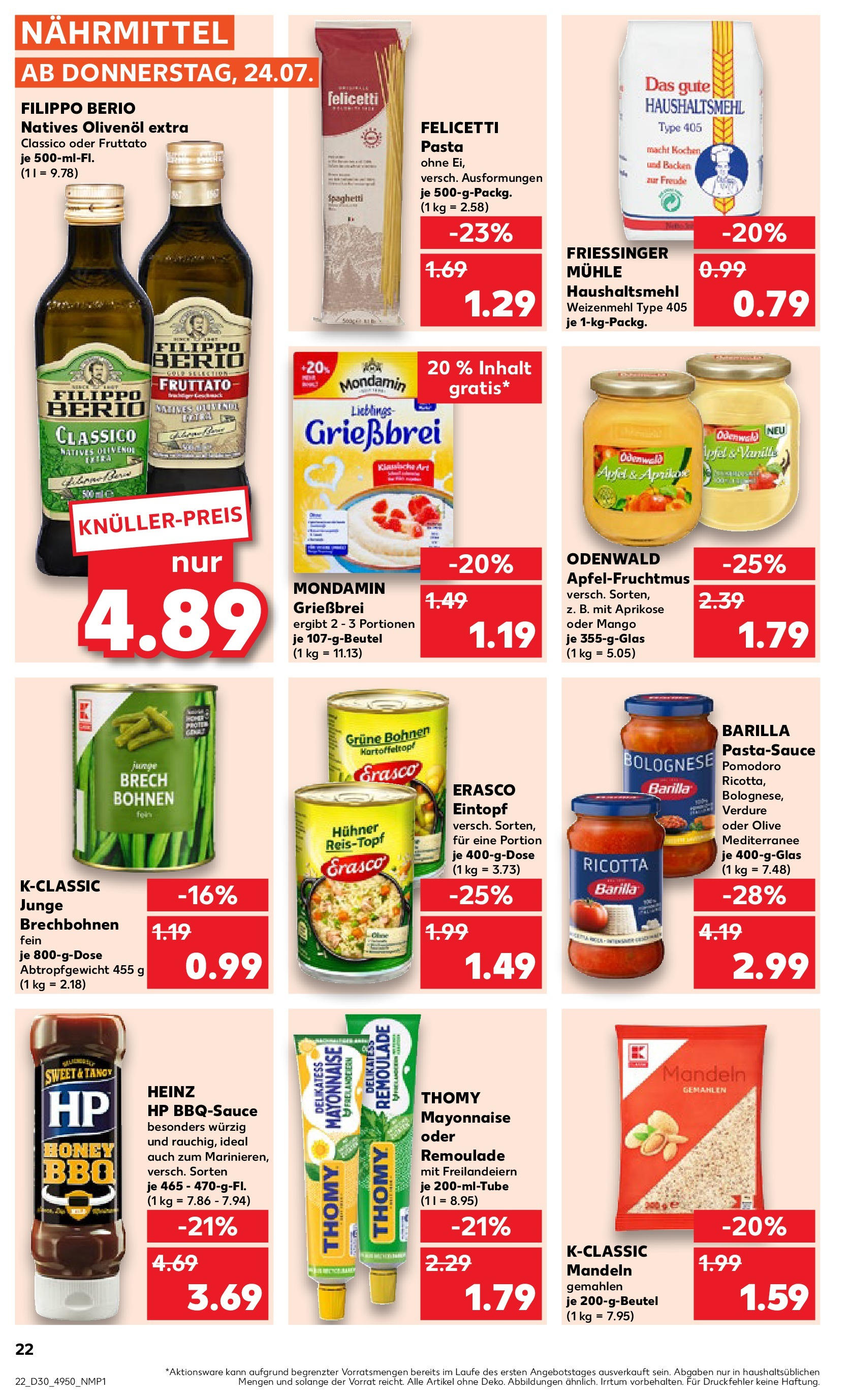Prospekt Kaufland ab 24.07.2025 » Angebote Online zum Blättern | Seite: 22 | Produkte: HP, Barilla, Äpfel, Weizenmehl