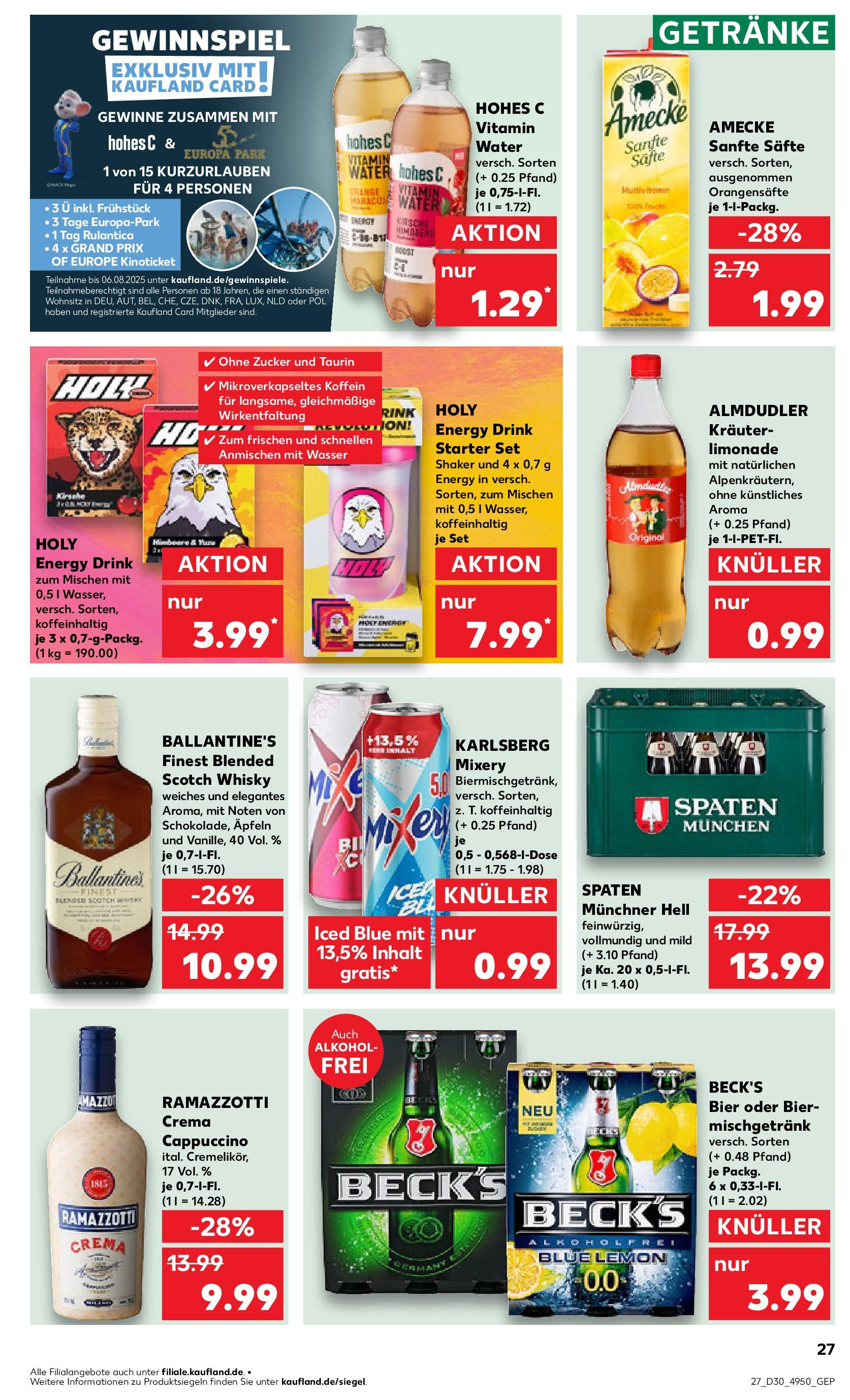 Prospekt Kaufland ab 24.07.2025 » Angebote Online zum Blättern | Seite: 27 | Produkte: Whisky, Ramazzotti crema, Limonade, Zucker
