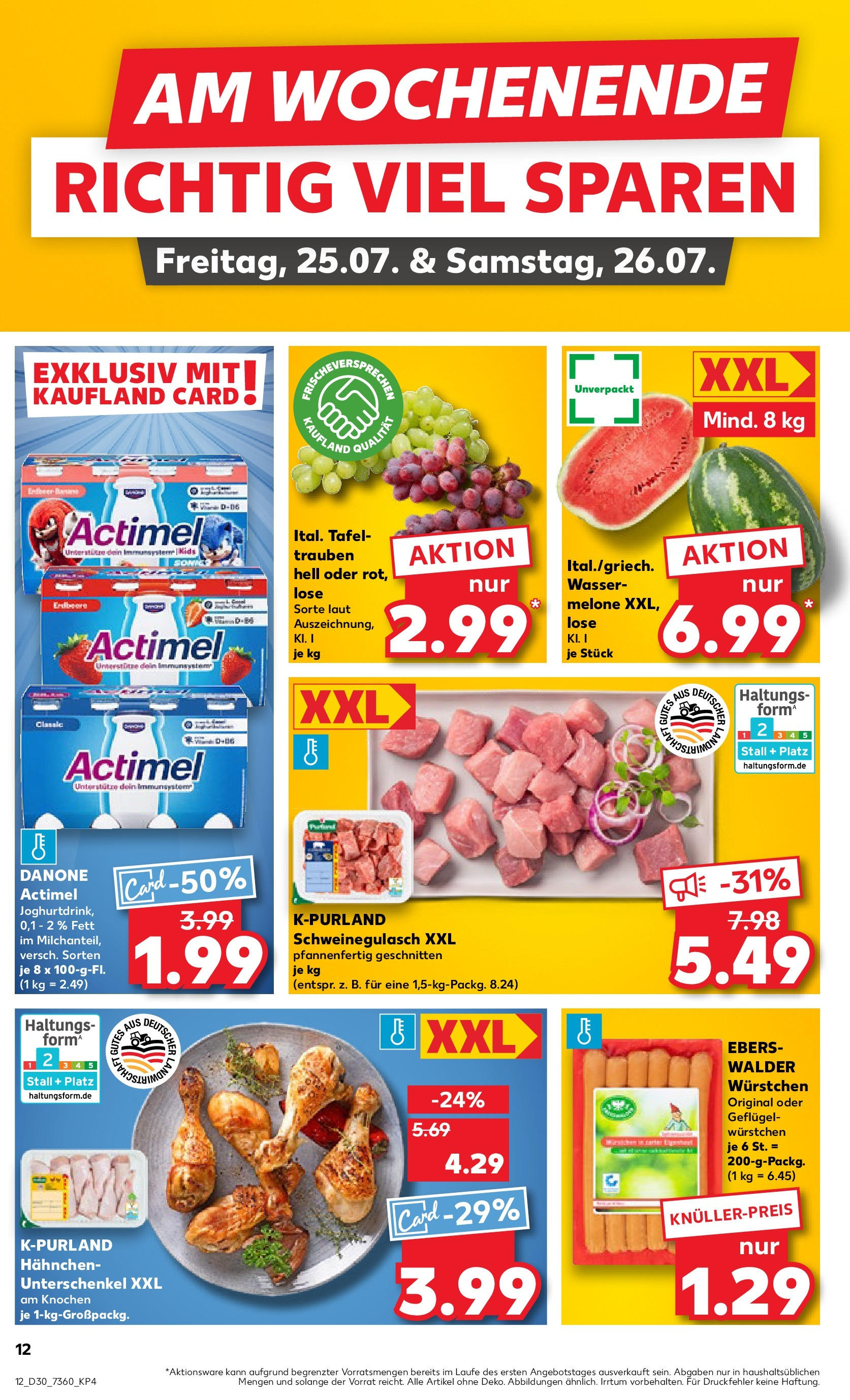 Prospekt Kaufland ab 24.07.2025 » Angebote und Werbung Online | Seite: 12 | Produkte: Actimel, Trauben, Wasser, Melone Prospekt Kaufland ab 24.07.2025 » Angebote Online zum Blättern | Seite: 12 | Produkte: Actimel, Trauben, Wasser, Melone