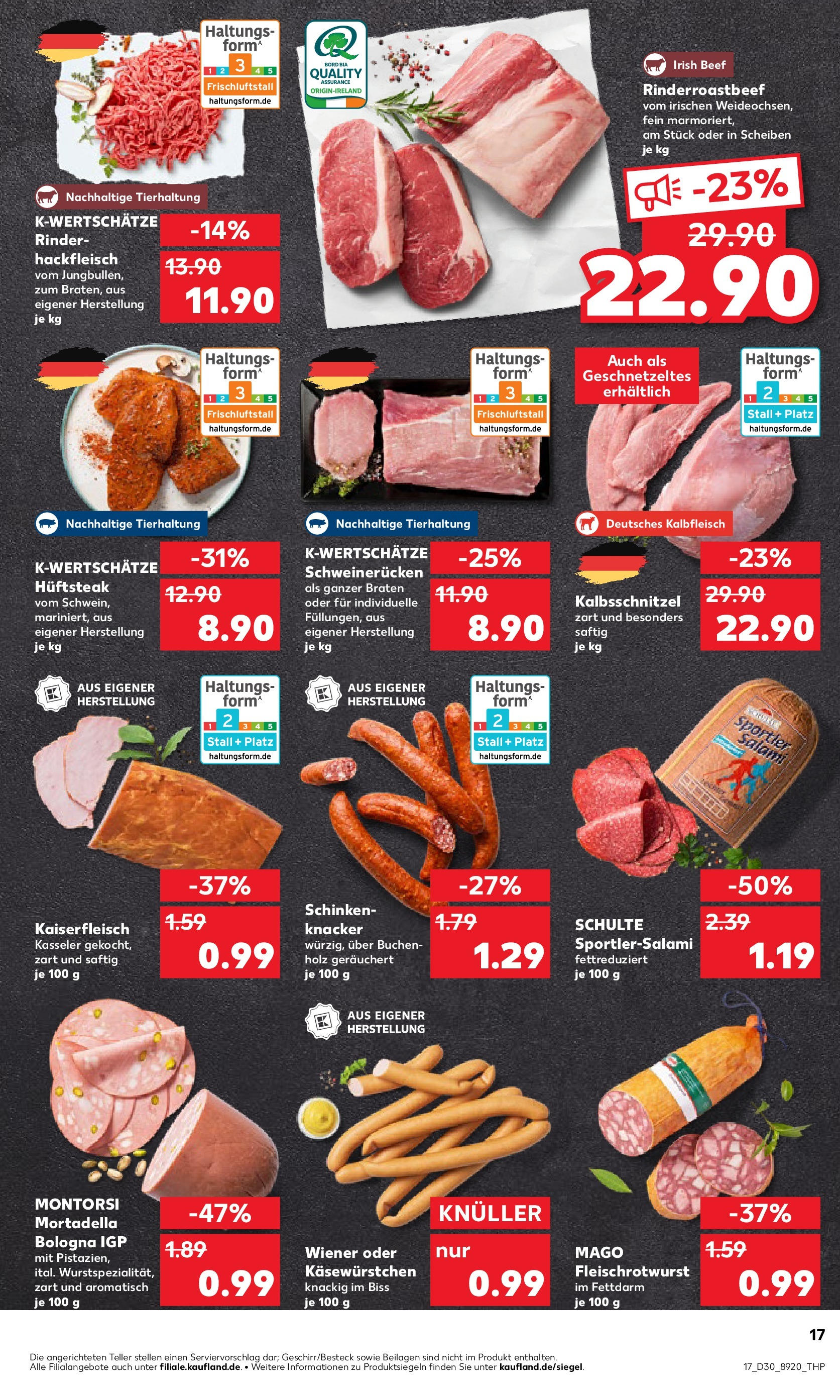 Prospekt Kaufland ab 24.07.2025 » Angebote und Werbung Online | Seite: 17 | Produkte: Schweinerucken, Salami, Schinken, Steak Prospekt Kaufland ab 24.07.2025 » Angebote Online zum Blättern | Seite: 17 | Produkte: Schweinerucken, Salami, Schinken, Steak