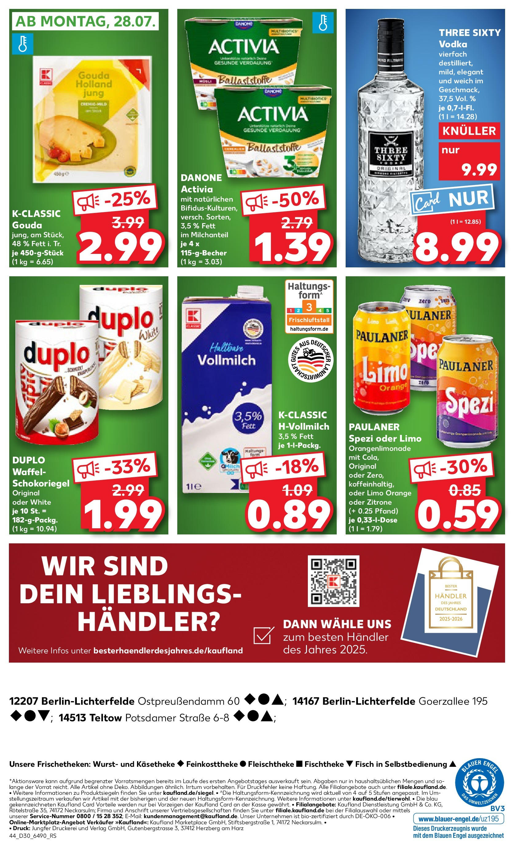 Prospekt Kaufland ab 24.07.2025 » Angebote und Werbung Online | Seite: 44 | Produkte: Activia, Danone activia, Fisch, Vodka Prospekt Kaufland ab 24.07.2025 » Angebote Online zum Blättern | Seite: 44 | Produkte: Activia, Danone activia, Fisch, Vodka