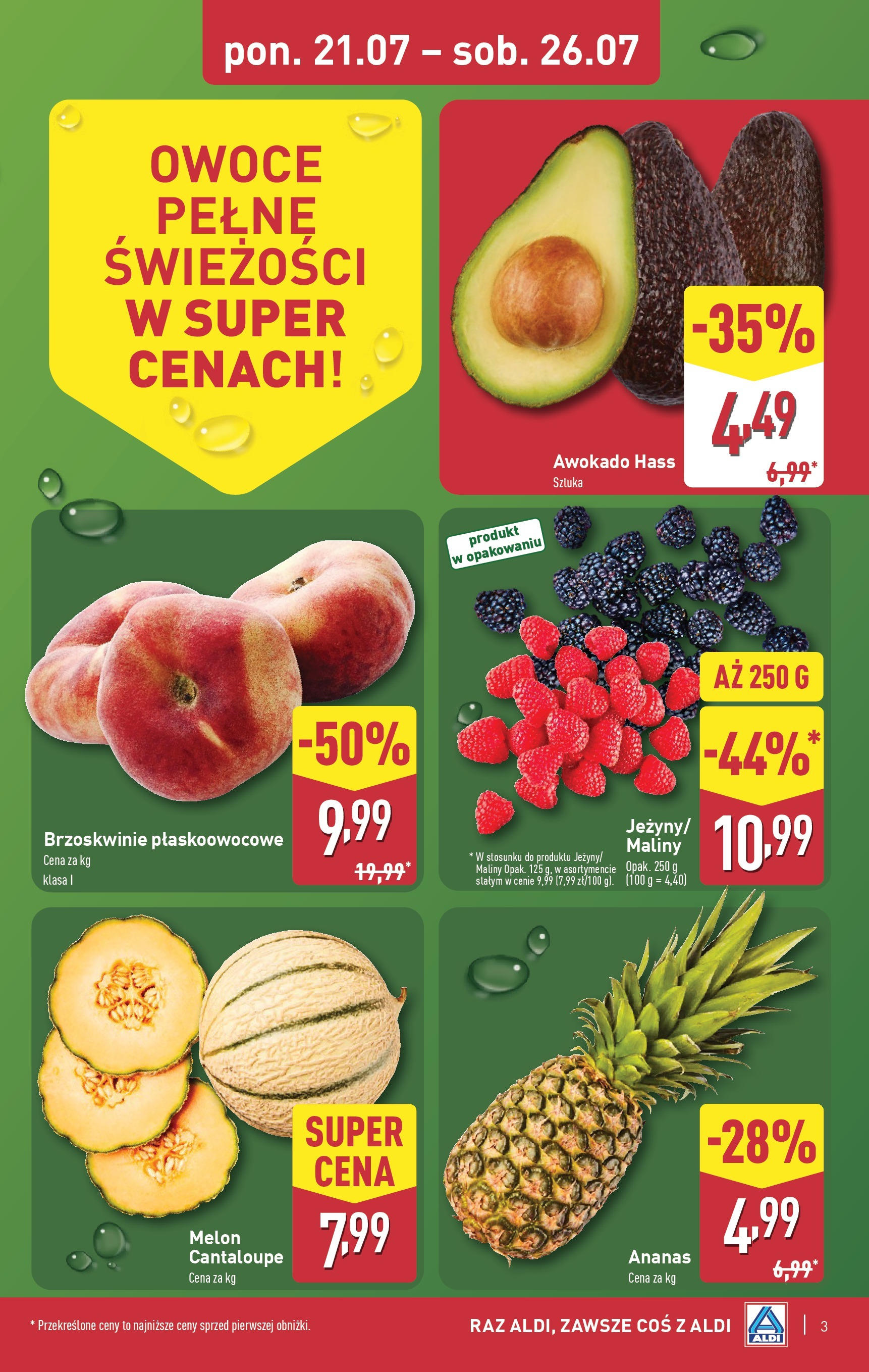 Aldi Gazetka od 21.07.2025 - Ulotka PDF, promocje | Strona: 3 | Produkty: Melon, Maliny, Ananas, Owoce