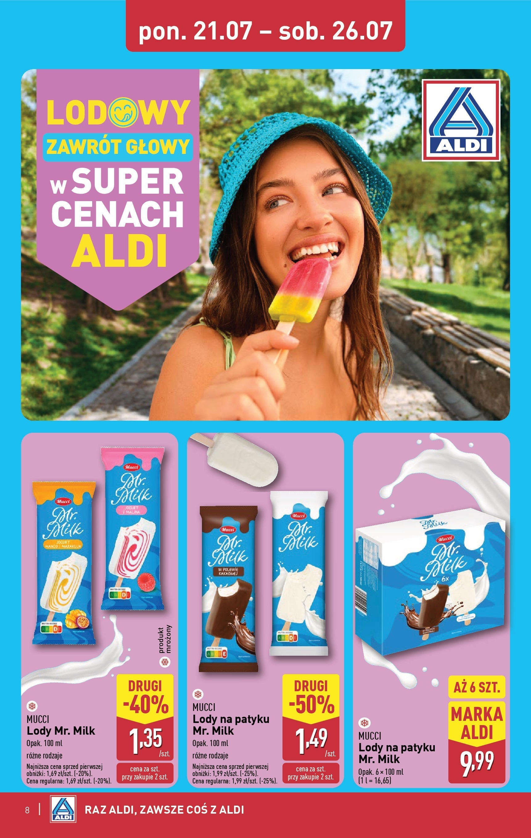 Aldi Gazetka od 21.07.2025 - Ulotka PDF, promocje | Strona: 8 | Produkty: Lody na patyku, Lody