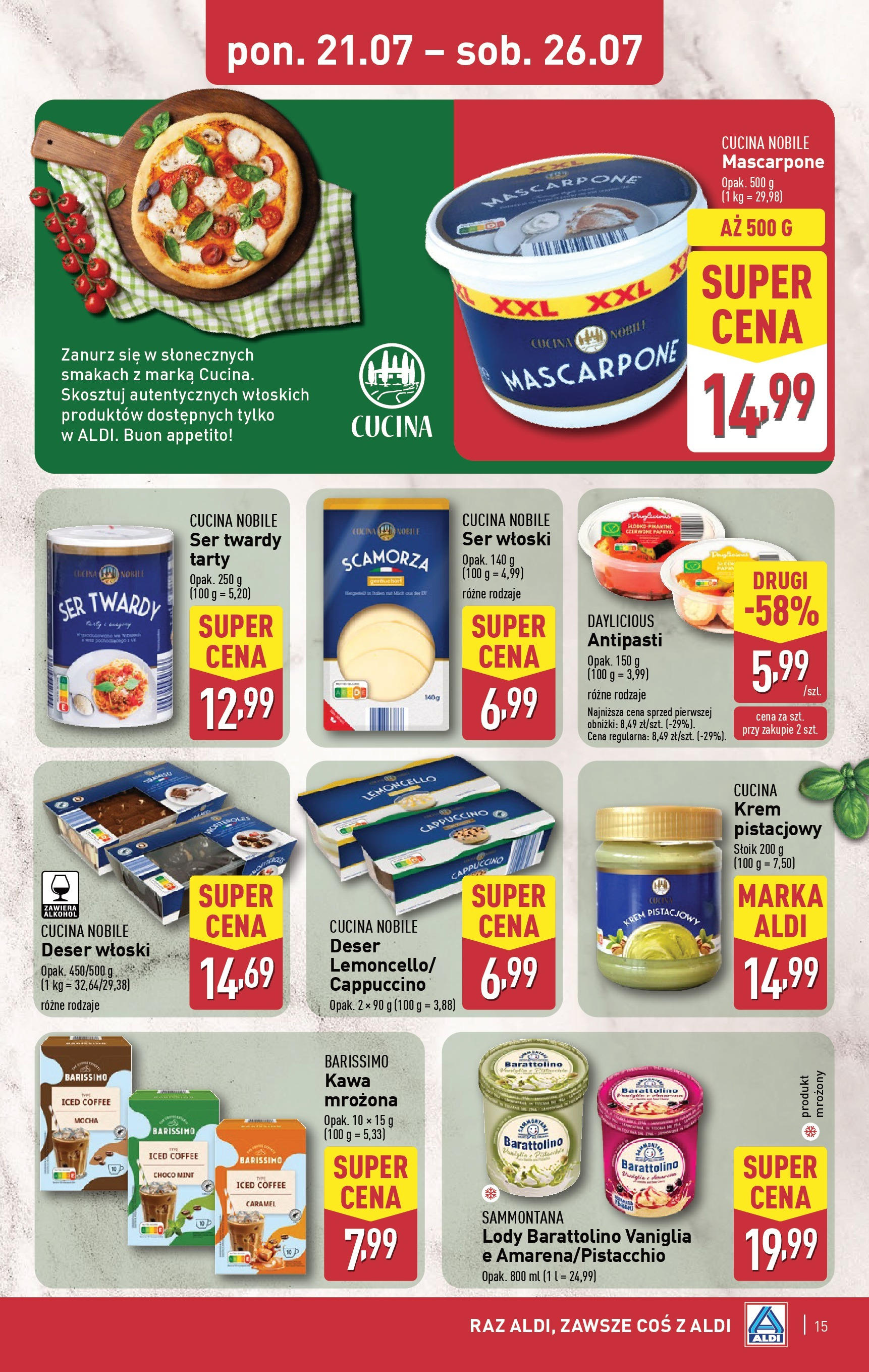 Aldi Gazetka od 21.07.2025 - Ulotka PDF, promocje | Strona: 15 | Produkty: Cappuccino, Kawa, Krem, Lody