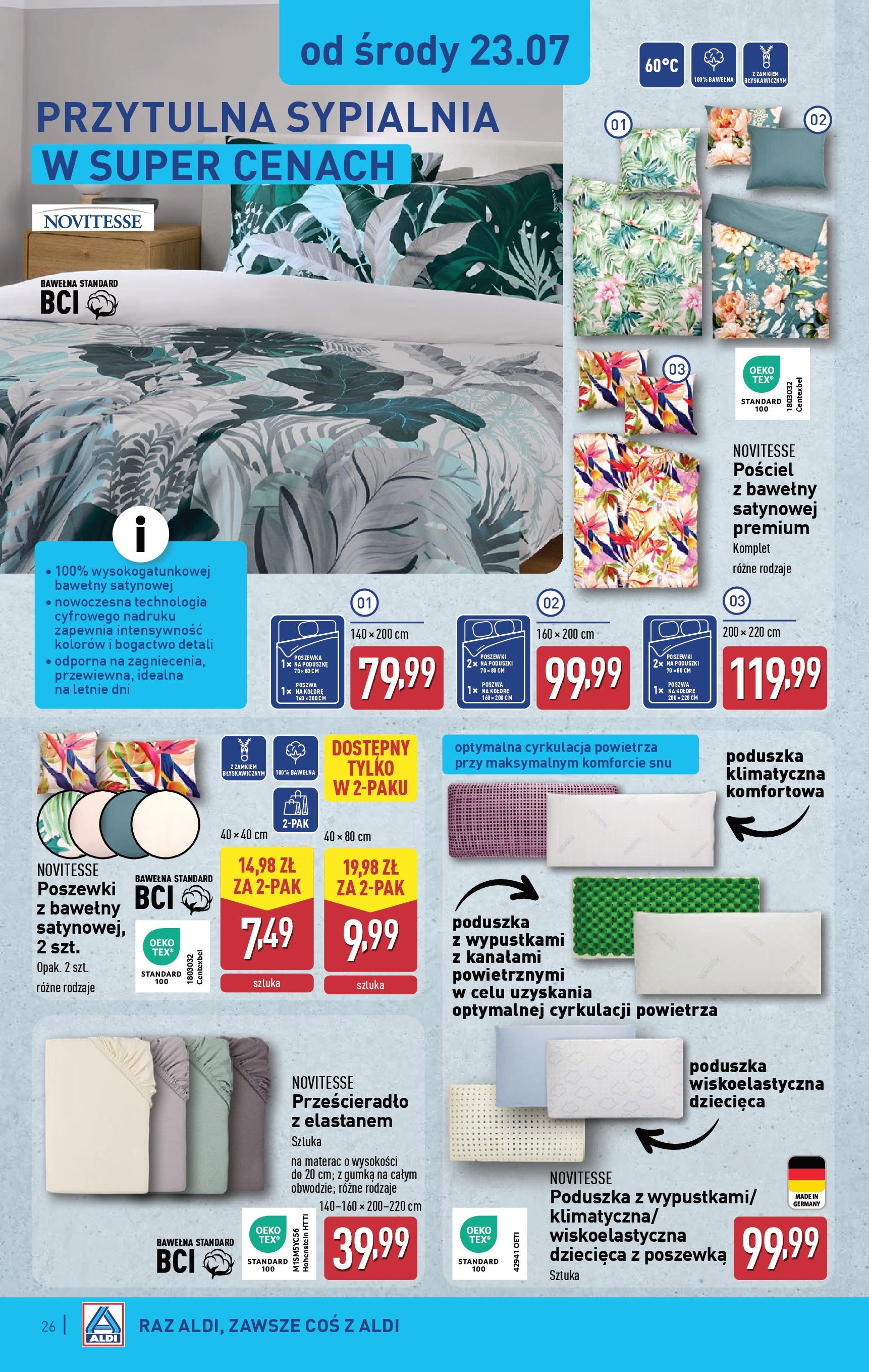 Aldi Gazetka od 21.07.2025 - Ulotka PDF, promocje | Strona: 26 | Produkty: Pościel, Materac, Poduszka