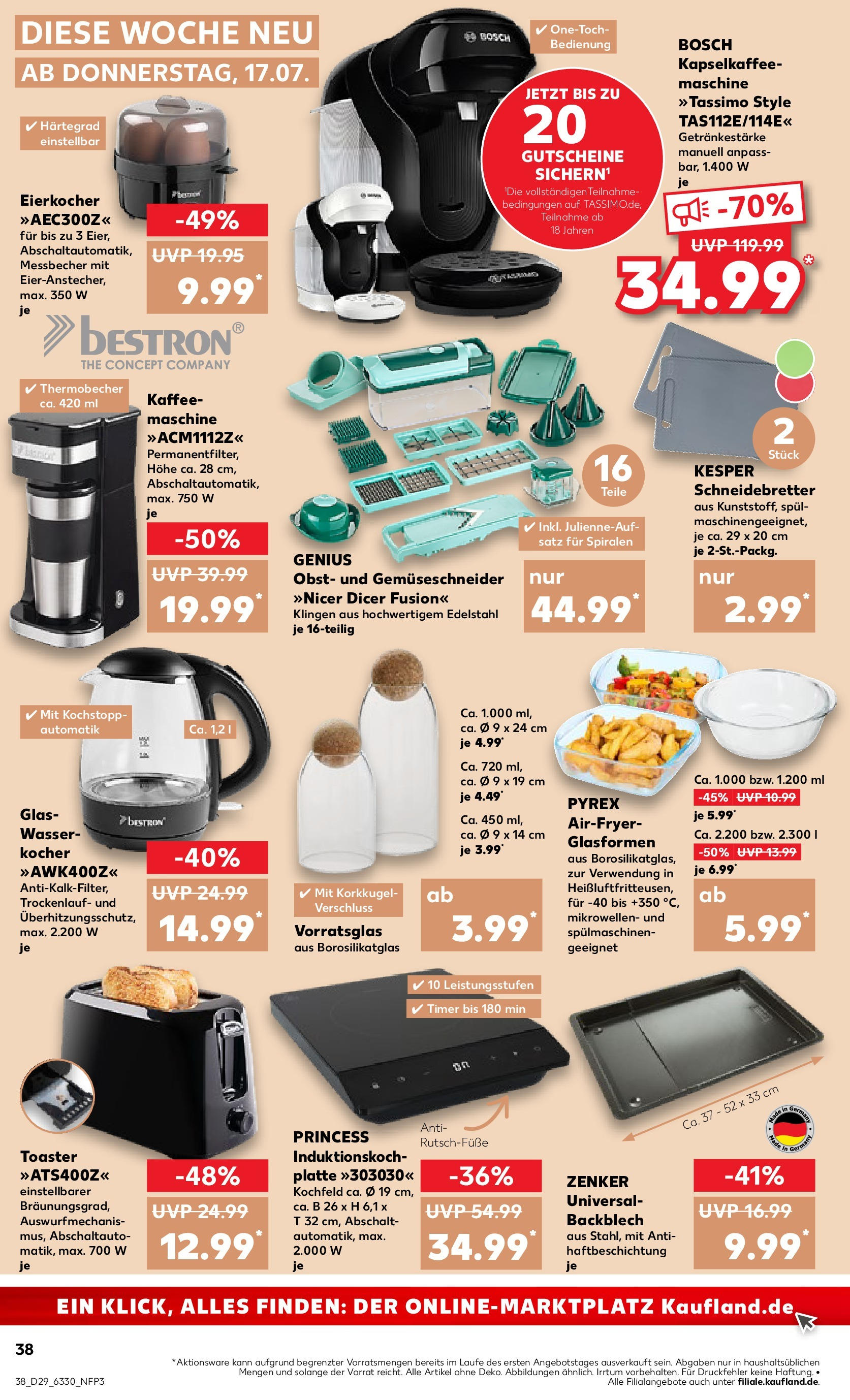 Prospekt Kaufland ab 17.07.2025 » Angebote Online zum Blättern | Seite: 38 | Produkte: Bosch, Kaffee, Obst, Eierkocher