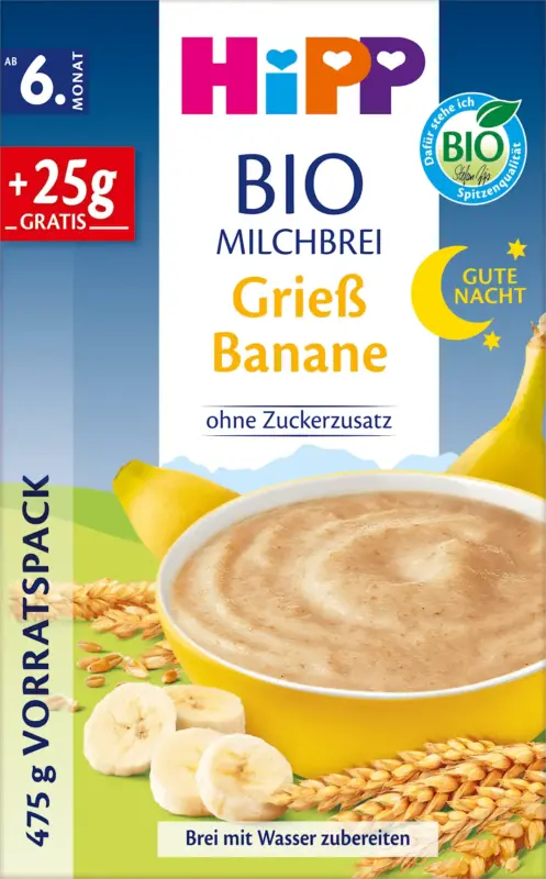 HiPP Abendbrei Milch Grieß Banane nach dem 6.Monat