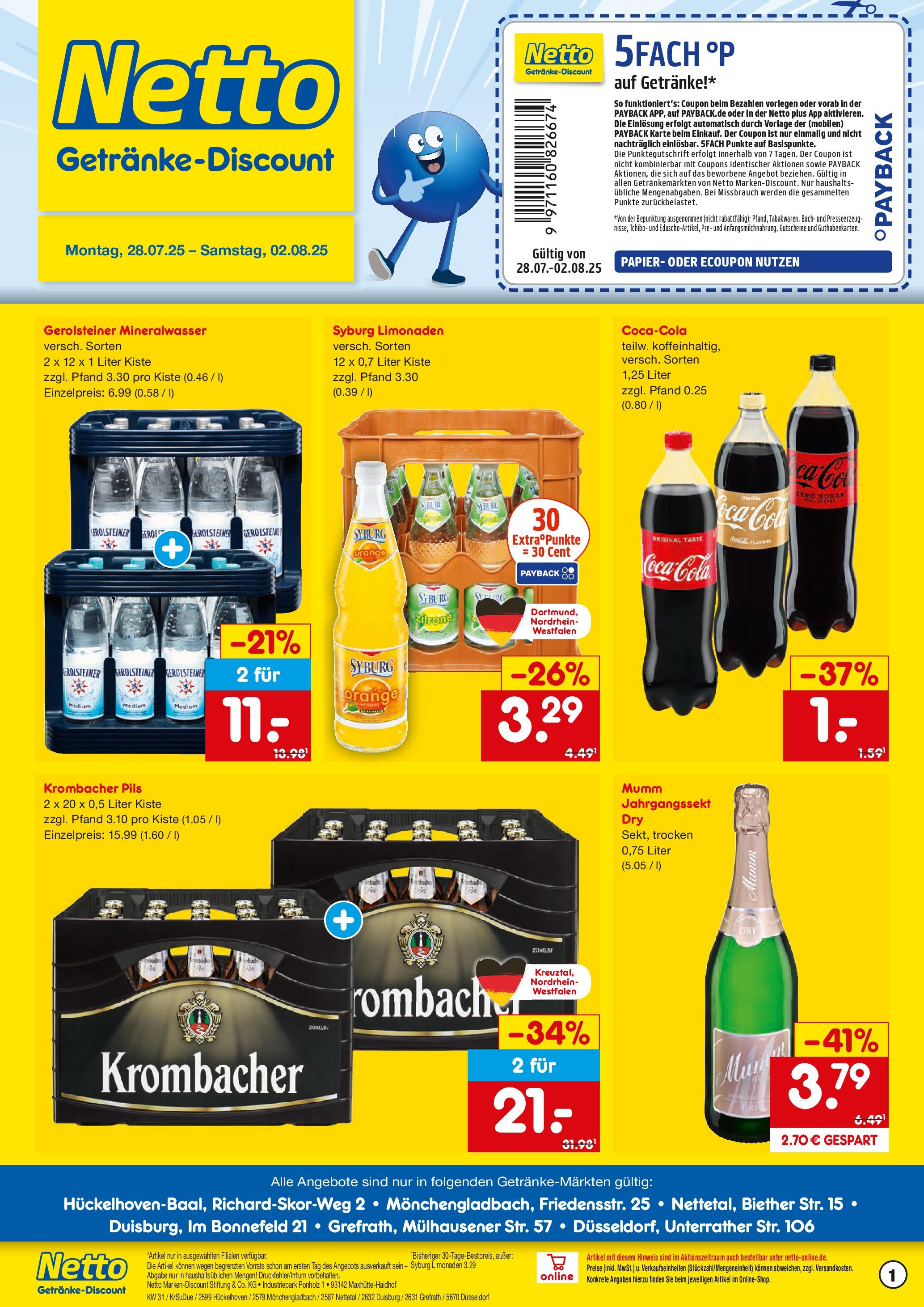 Netto Marken-Discount prospekt Nettetal (ab 28.07.2025) » Angebote | Seite: 1 | Produkte: Pils, Mineralwasser, Zitrone, Gerolsteiner Netto Marken-Discount prospekt Nettetal (ab 28.07.2025) » Angebote | Seite: 1 | Produkte: Pils, Mineralwasser, Zitrone, Gerolsteiner