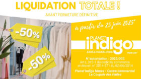 Le magasin Planet Indigo entame une liquidation totale avant sa fermeture définitive