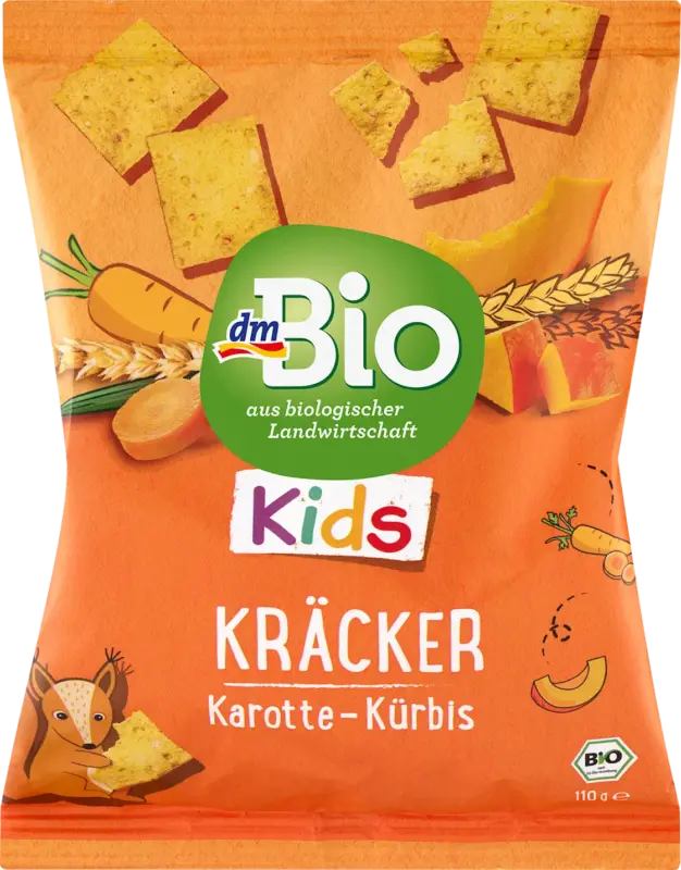 dmBio Kindersnack Kräcker Karotte-Kürbis ab 3 Jahren