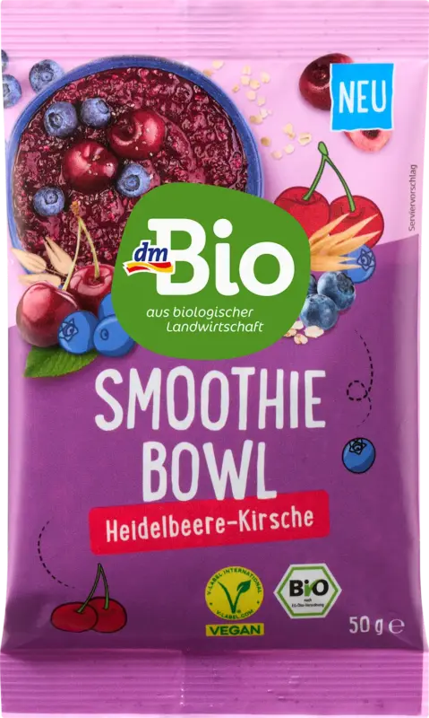 dmBio Smoothie Bowl, Heidelbeere-Kirsche