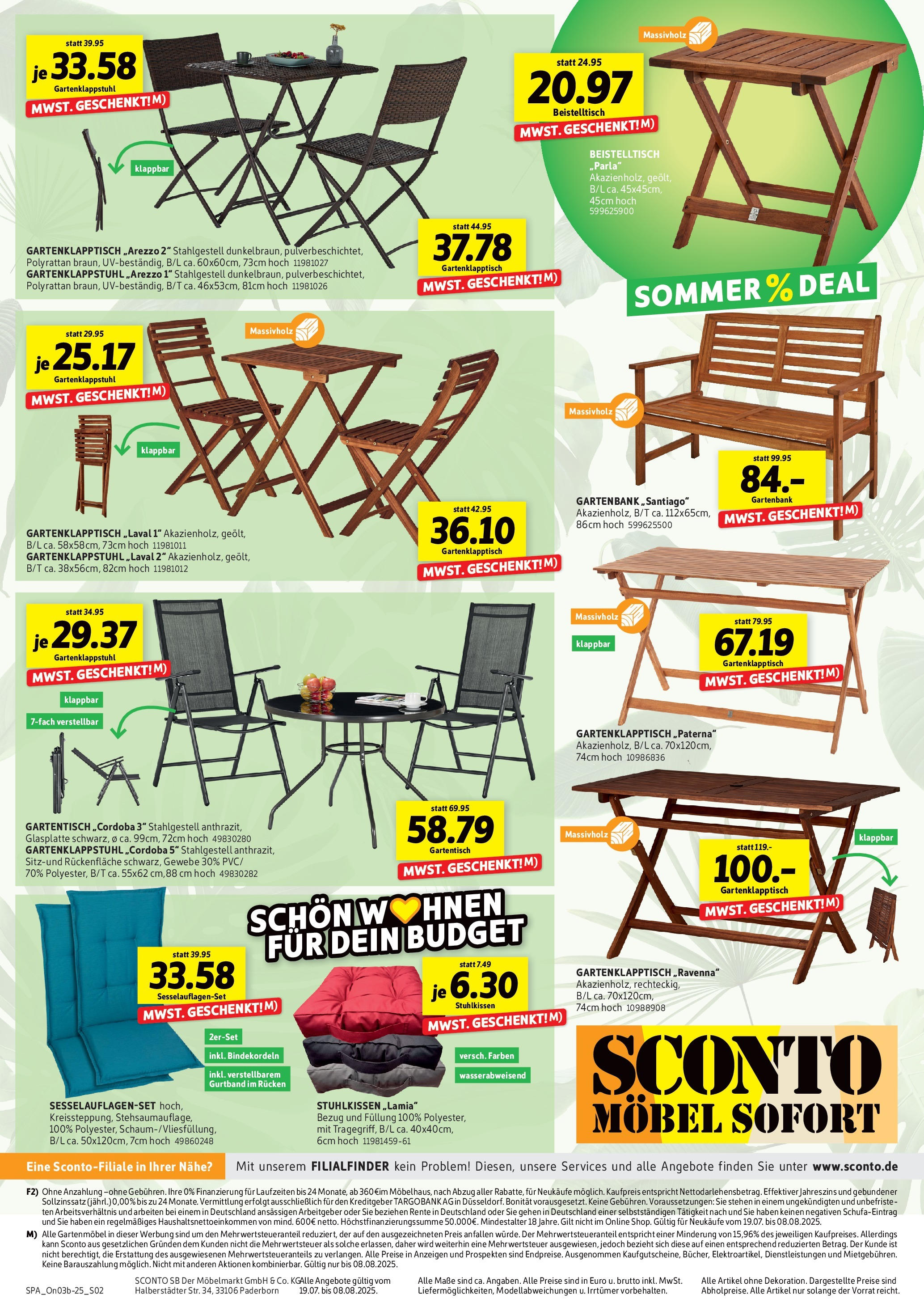 Sconto Prospekt Erfurt (ab 19.07.2025) zum Blättern | Seite: 2 | Produkte: Beistelltisch, Gartenmöbel Sconto Prospekt Erfurt (ab 19.07.2025) zum Blättern | Seite: 2 | Produkte: Beistelltisch, Gartenmöbel