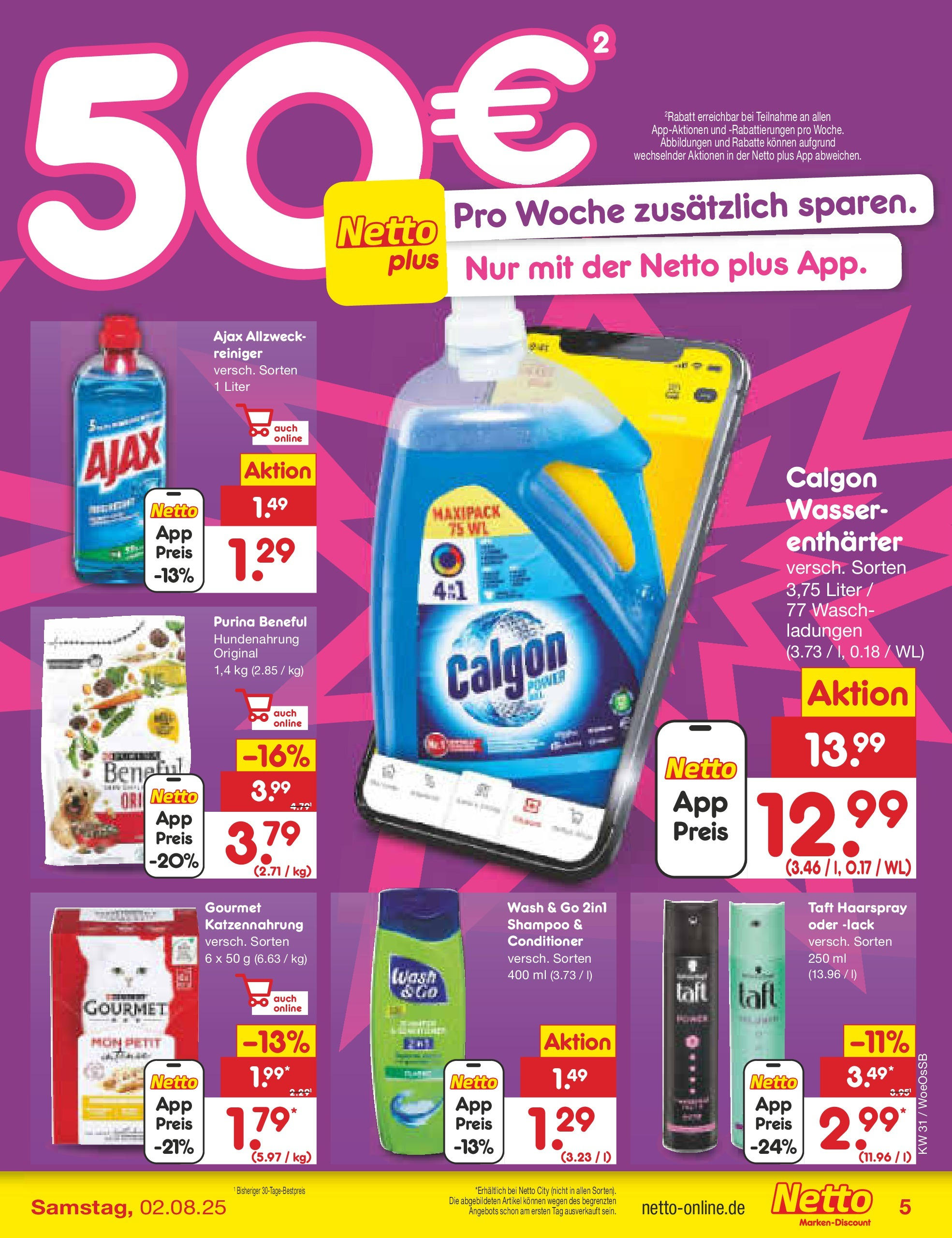 Netto Marken-Discount prospekt Gemmingen	 (ab 27.07.2025) » Angebote | Seite: 5 | Produkte: Shampoo, Haarspray, Wasser