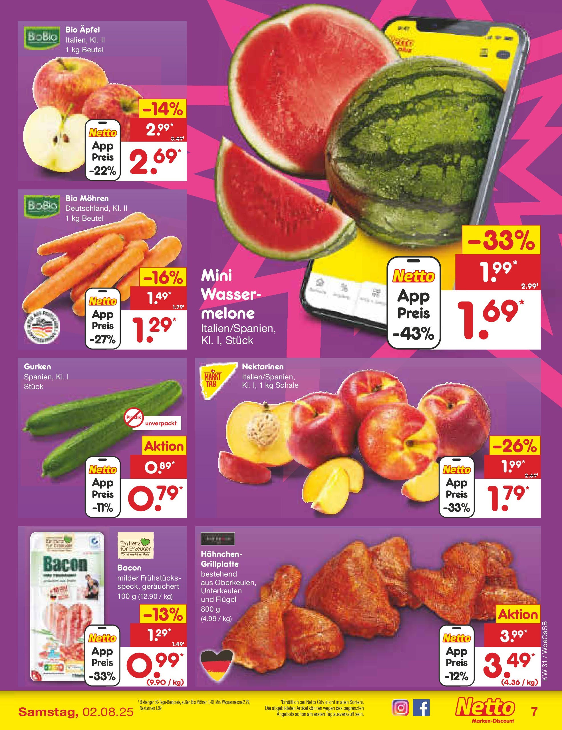 Netto Marken-Discount prospekt Gemmingen	 (ab 27.07.2025) » Angebote | Seite: 9 | Produkte: Nektarinen, Mohren, Wasser, Wassermelone
