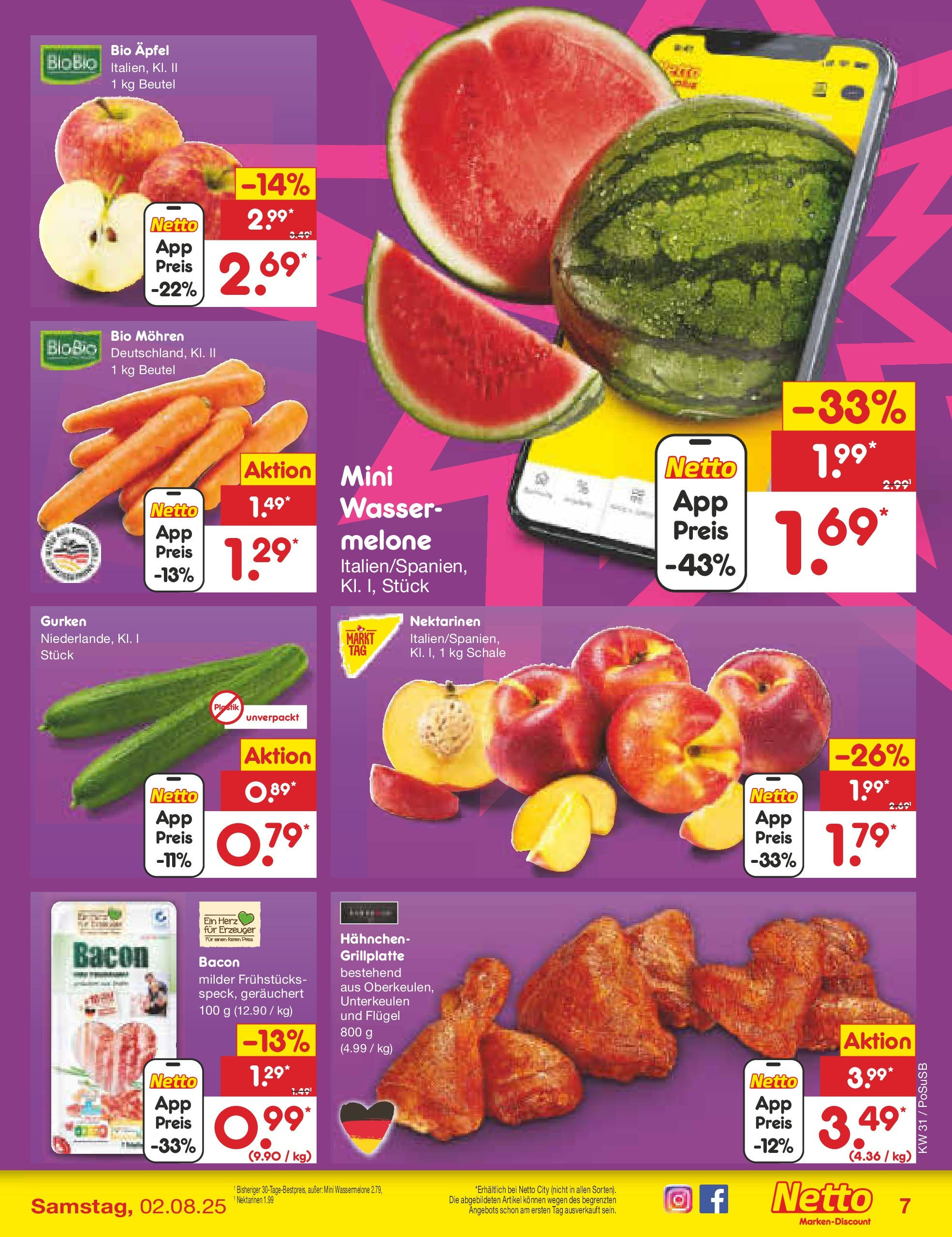 Netto Marken-Discount prospekt Regensburg (ab 28.07.2025) » Angebote | Seite: 9 | Produkte: Hahnchen, Nektarinen, Tür, Mohren Netto Marken-Discount prospekt Regensburg (ab 28.07.2025) » Angebote | Seite: 9 | Produkte: Hahnchen, Nektarinen, Tür, Mohren