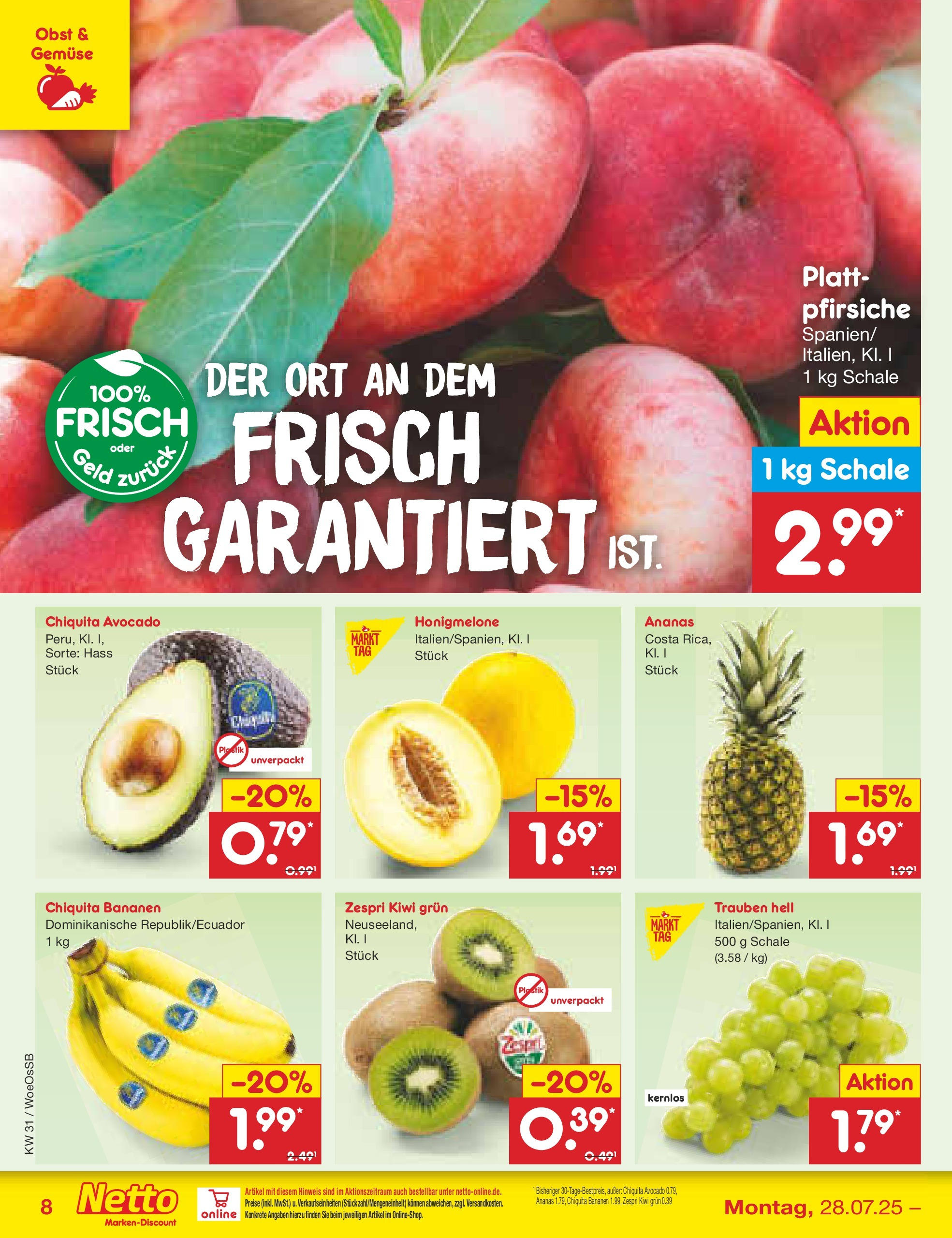 Netto Marken-Discount prospekt Gemmingen	 (ab 27.07.2025) » Angebote | Seite: 12 | Produkte: Ananas, Gemüse, Obst, Kiwi