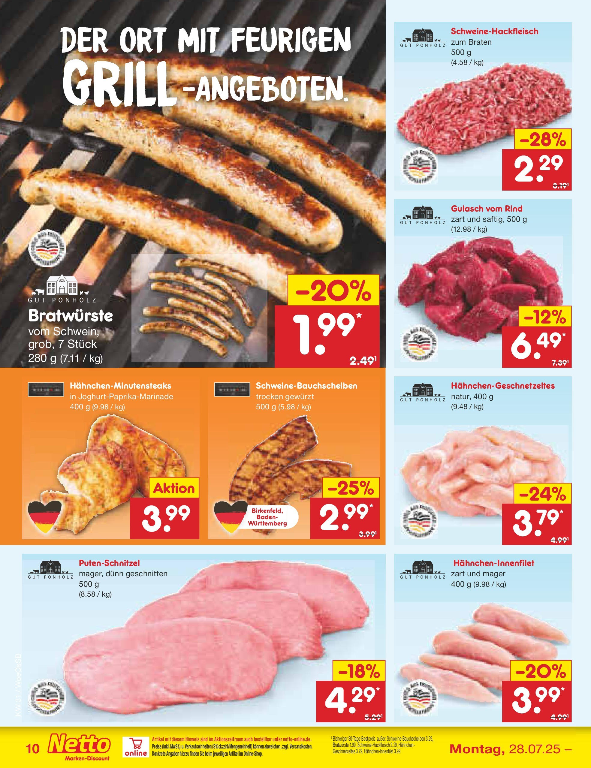 Netto Marken-Discount prospekt Gemmingen	 (ab 27.07.2025) » Angebote | Seite: 14 | Produkte: Grill, Hahnchen, Gulasch, Putenschnitzel
