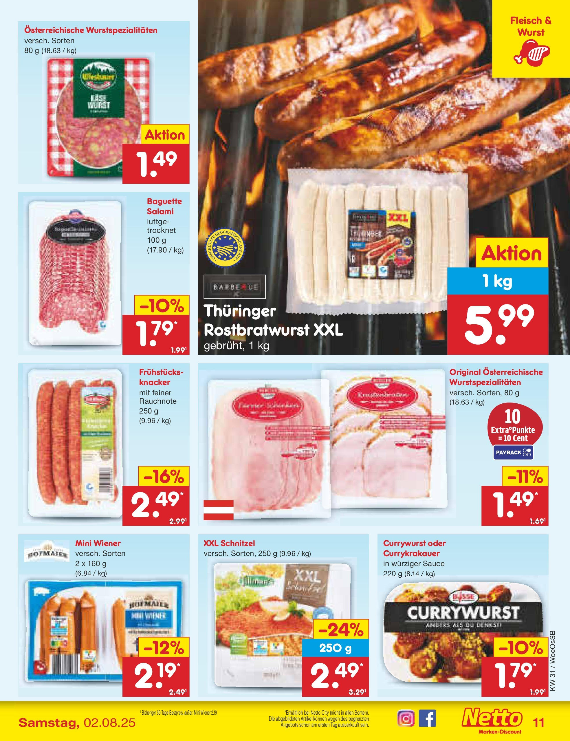 Netto Marken-Discount prospekt Gemmingen	 (ab 27.07.2025) » Angebote | Seite: 15 | Produkte: Baguette, Schnitzel, Wurst, Salami