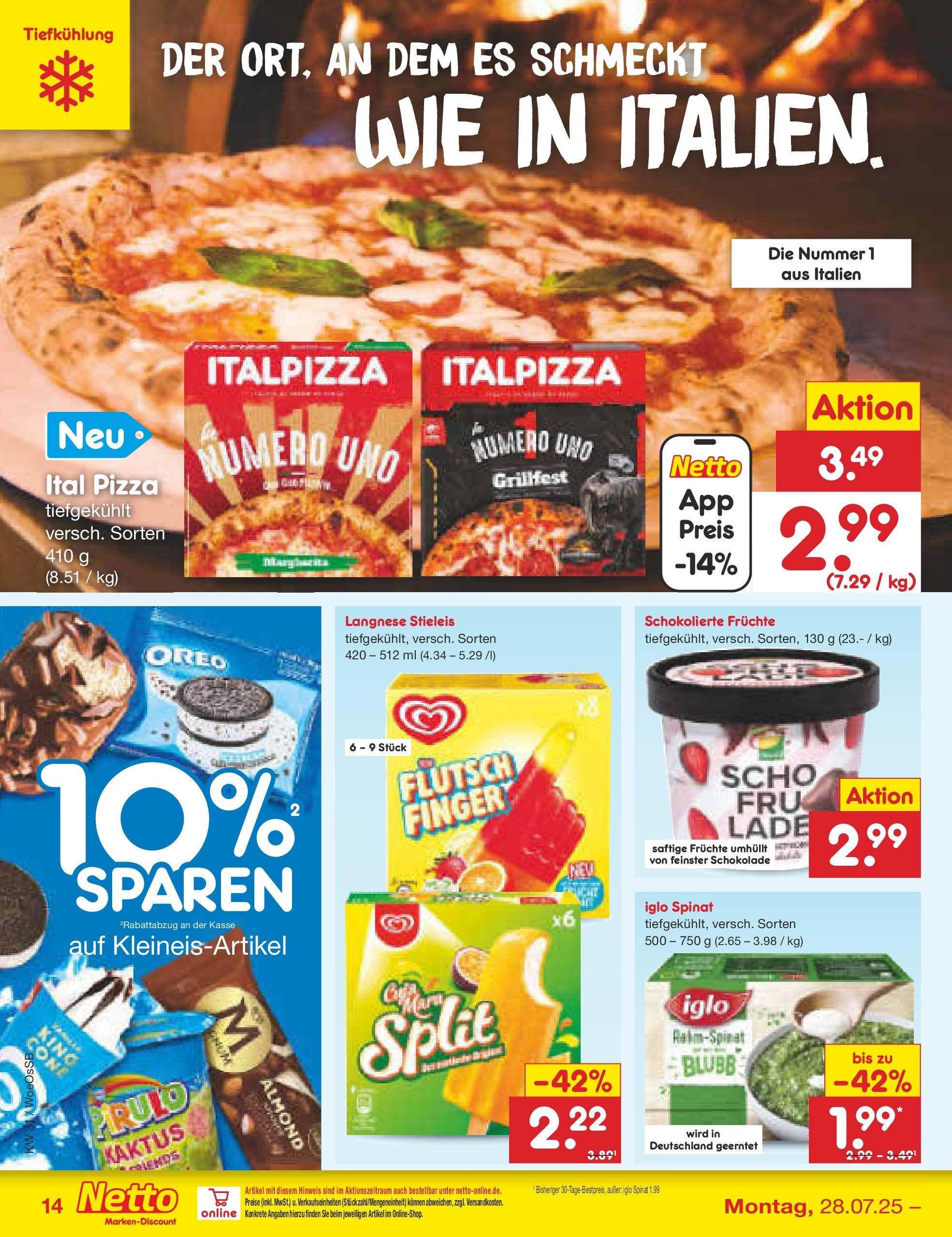 Netto Marken-Discount prospekt Gemmingen	 (ab 27.07.2025) » Angebote | Seite: 20 | Produkte: Langnese, Schokolade, Iglo, Pizza