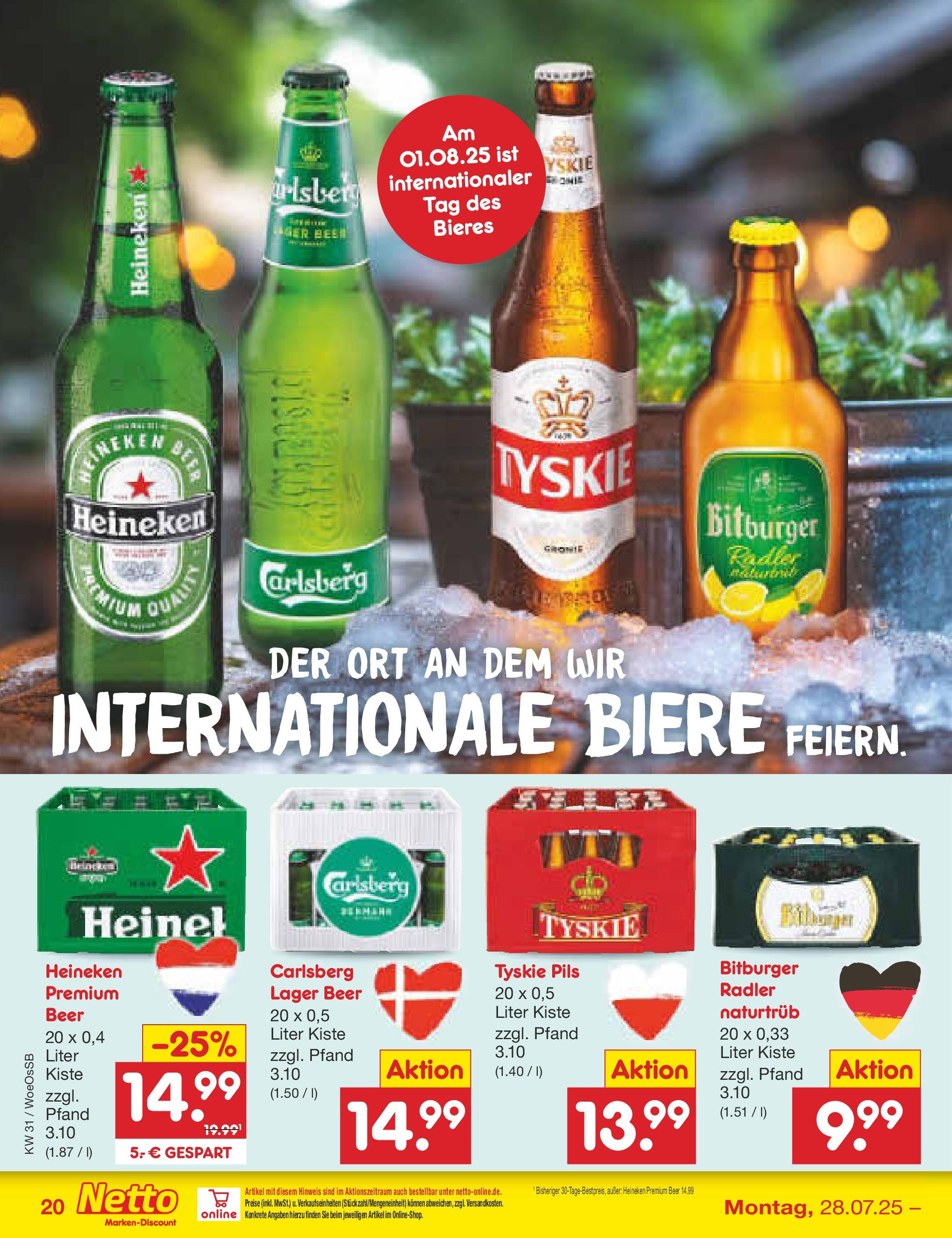 Netto Marken-Discount prospekt Gemmingen	 (ab 27.07.2025) » Angebote | Seite: 32 | Produkte: Bitburger, Carlsberg, Heineken, Radler