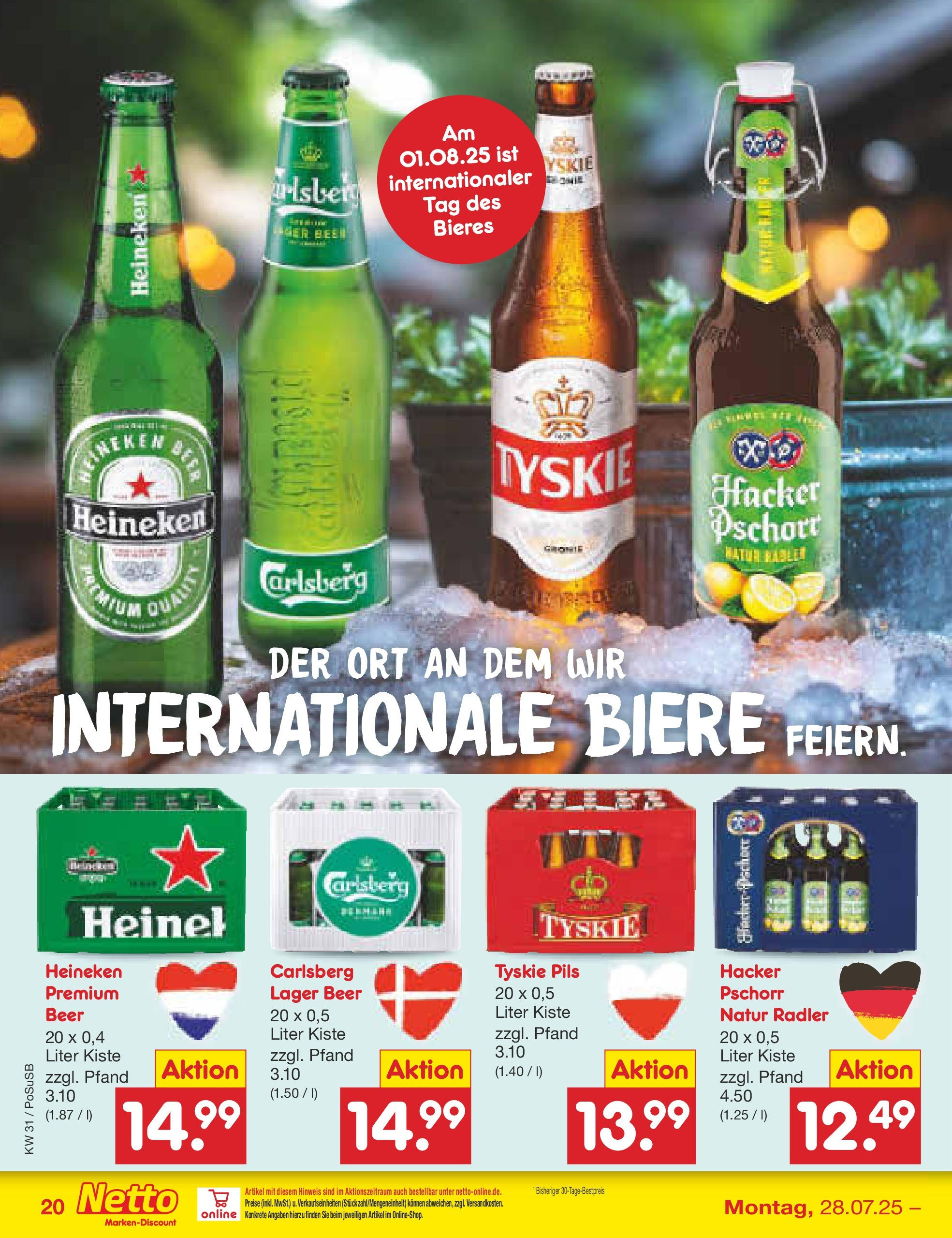 Netto Marken-Discount prospekt Regensburg (ab 28.07.2025) » Angebote | Seite: 32 | Produkte: Carlsberg, Pils, Heineken, Radler Netto Marken-Discount prospekt Regensburg (ab 28.07.2025) » Angebote | Seite: 32 | Produkte: Carlsberg, Pils, Heineken, Radler