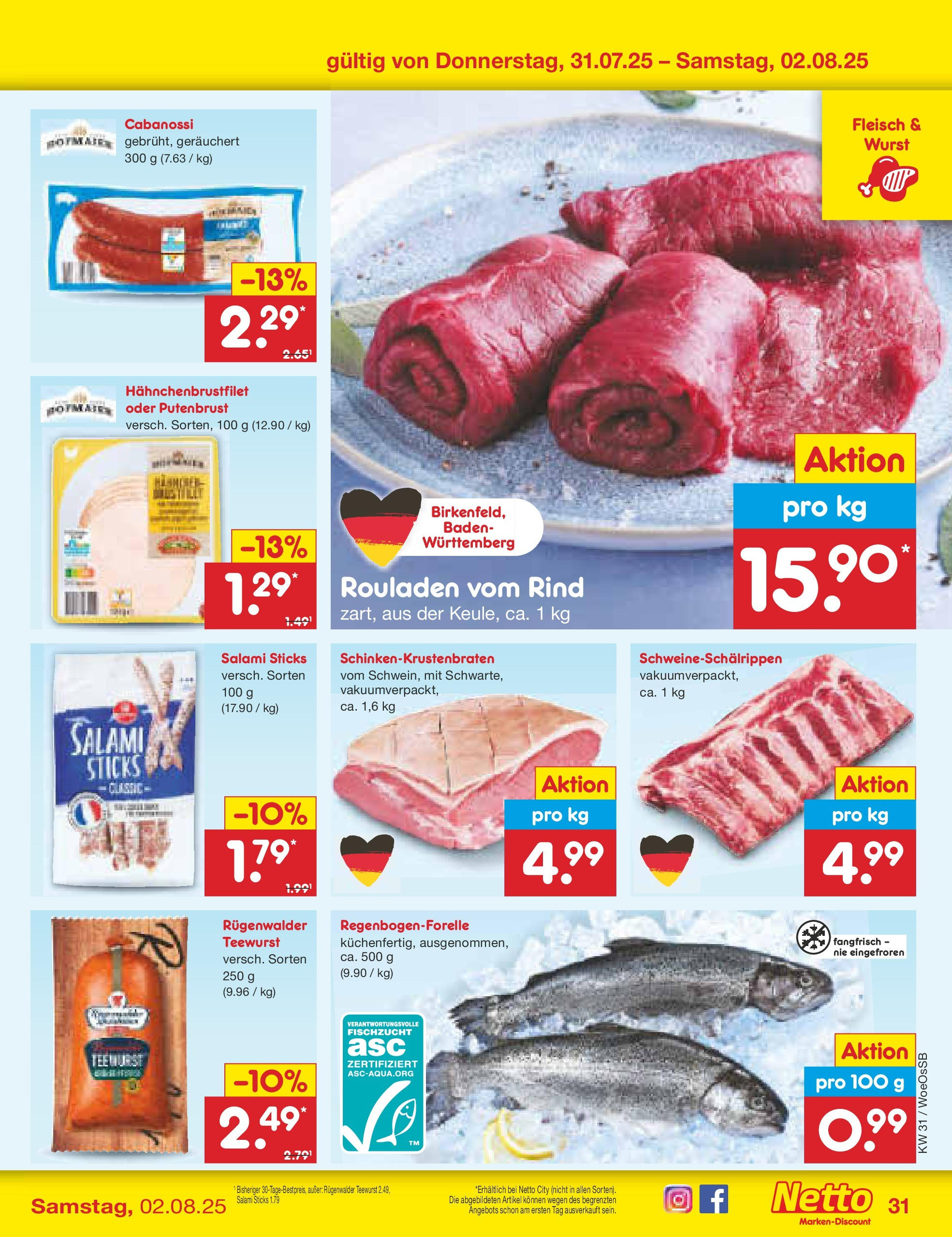 Netto Marken-Discount prospekt Gemmingen	 (ab 27.07.2025) » Angebote | Seite: 53 | Produkte: Wurst, Salami, Fleisch