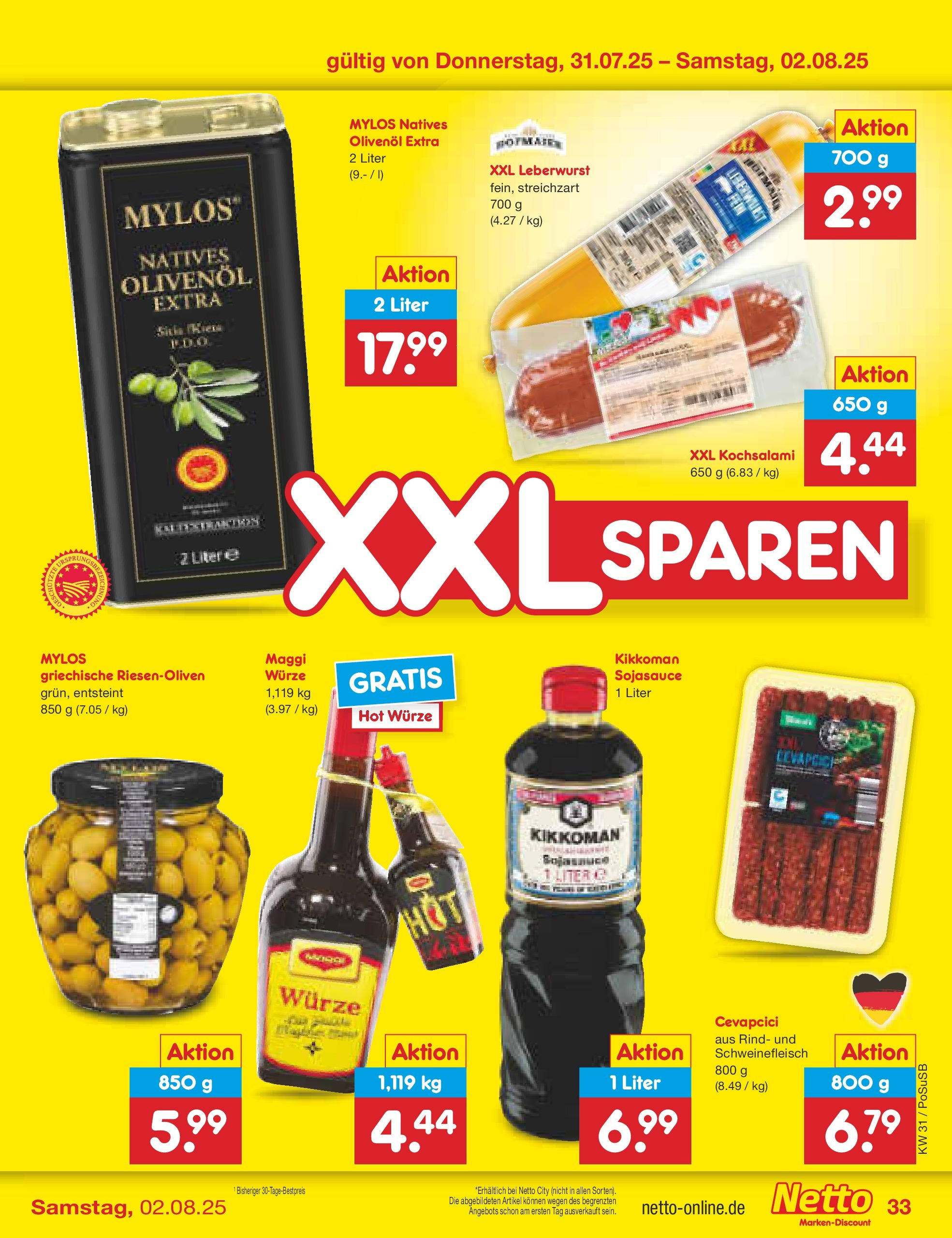 Netto Marken-Discount prospekt Regensburg (ab 28.07.2025) » Angebote | Seite: 55 | Produkte: Maggi, Olivenol, Cevapcici, Schweinefleisch Netto Marken-Discount prospekt Regensburg (ab 28.07.2025) » Angebote | Seite: 55 | Produkte: Maggi, Olivenol, Cevapcici, Schweinefleisch