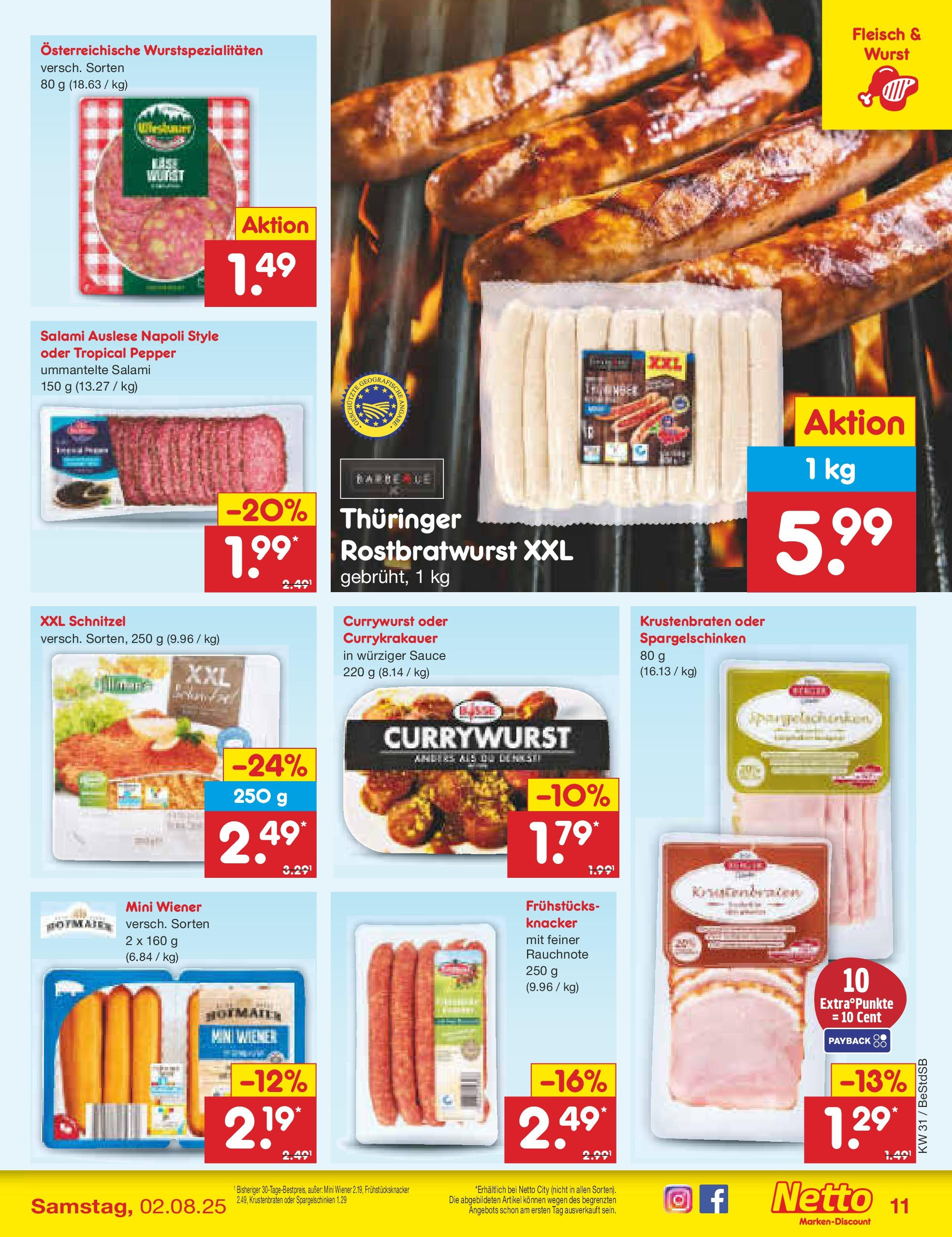 Netto Marken-Discount prospekt Berlin-Spandau (ab 28.07.2025) » Angebote | Seite: 15 | Produkte: Krustenbraten, Schnitzel, Salami, Fleisch Netto Marken-Discount prospekt Berlin-Spandau (ab 28.07.2025) » Angebote | Seite: 15 | Produkte: Krustenbraten, Schnitzel, Salami, Fleisch