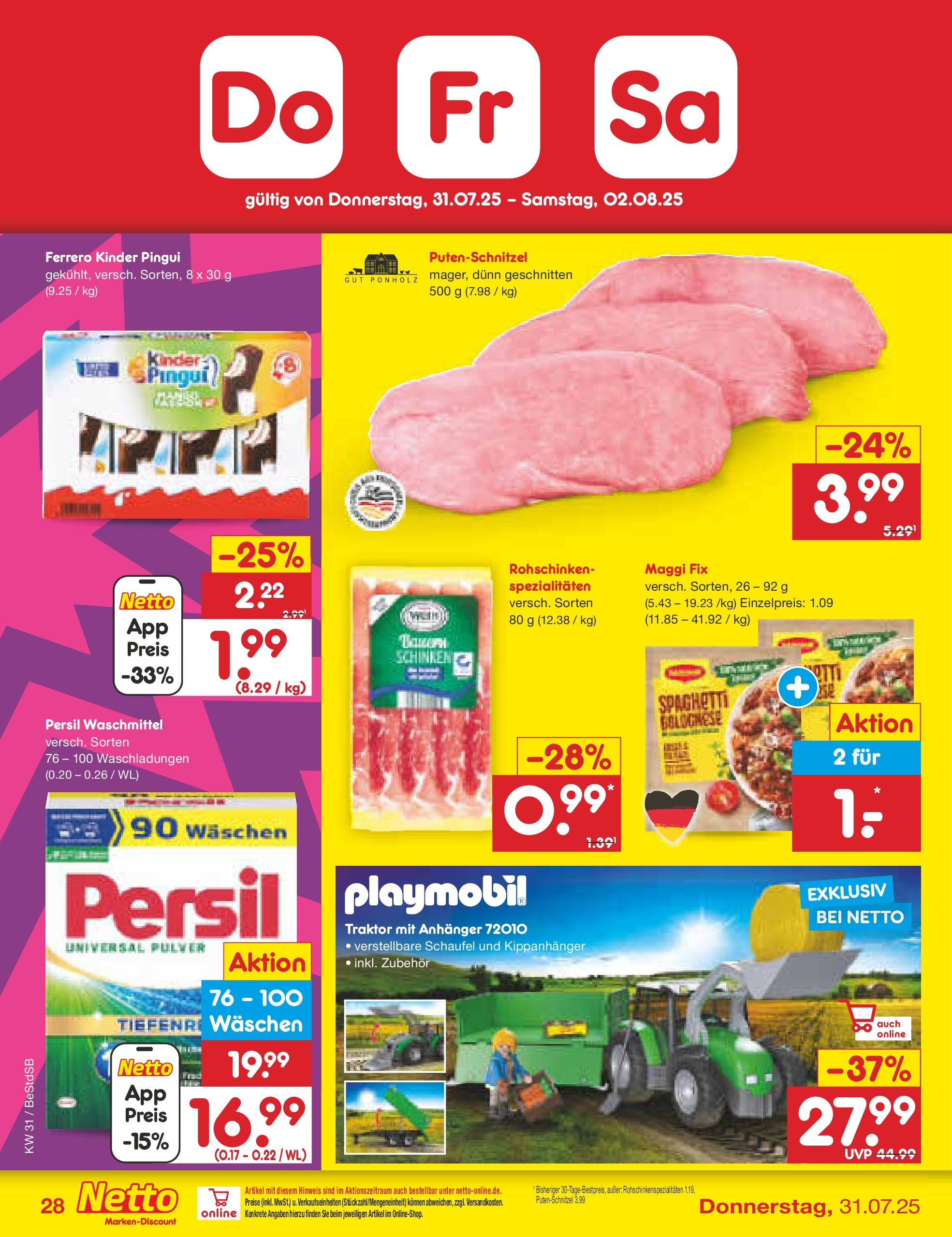 Netto Marken-Discount prospekt Berlin-Spandau (ab 28.07.2025) » Angebote | Seite: 50 | Produkte: Putenschnitzel, Maggi fix, Schinken, Persil Netto Marken-Discount prospekt Berlin-Spandau (ab 28.07.2025) » Angebote | Seite: 50 | Produkte: Putenschnitzel, Maggi fix, Schinken, Persil