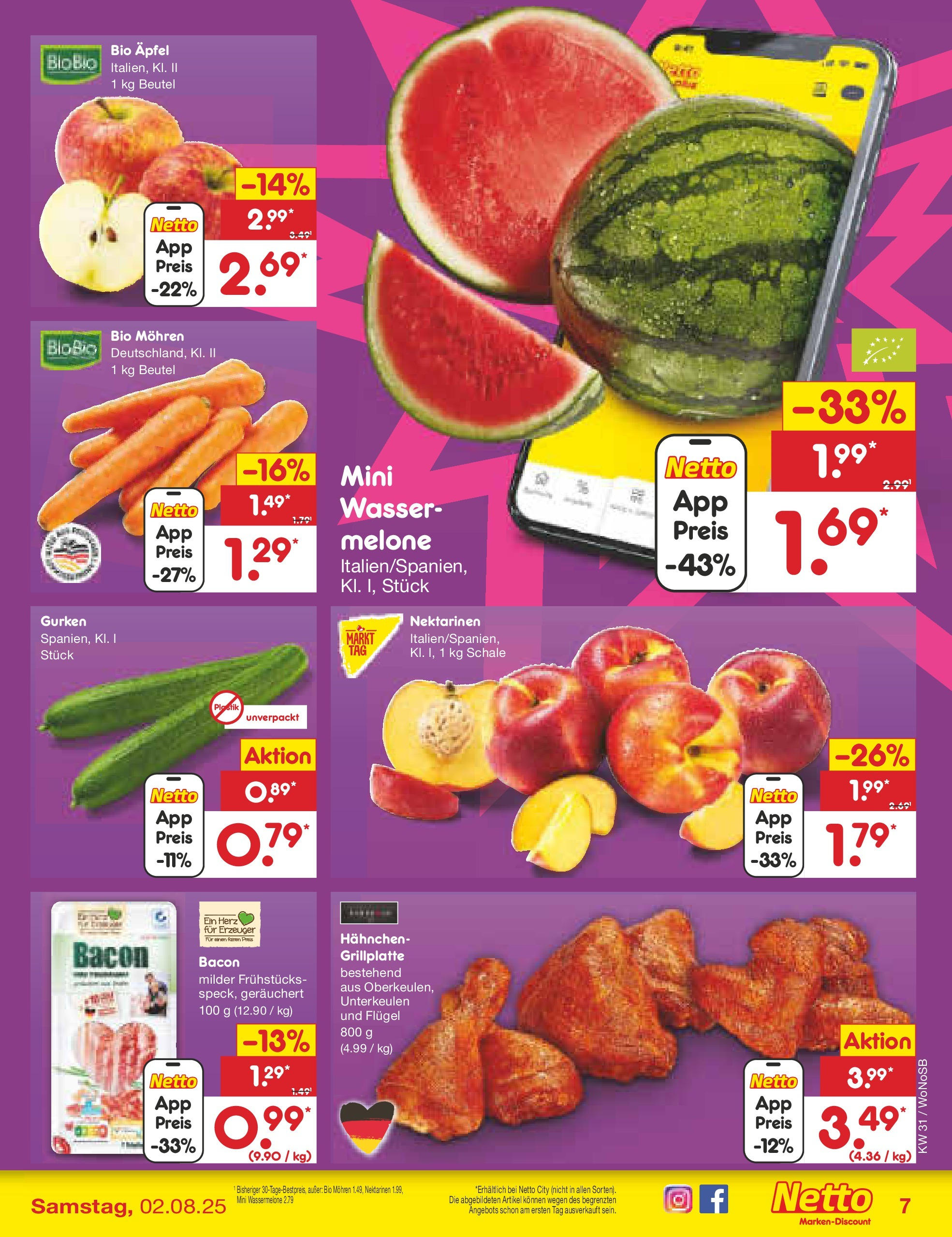 Netto Marken-Discount prospekt Lahnau (ab 28.07.2025) » Angebote | Seite: 9 | Produkte: Hahnchen, Äpfel, Wasser, Wassermelone Netto Marken-Discount prospekt Lahnau (ab 28.07.2025) » Angebote | Seite: 9 | Produkte: Hahnchen, Äpfel, Wasser, Wassermelone