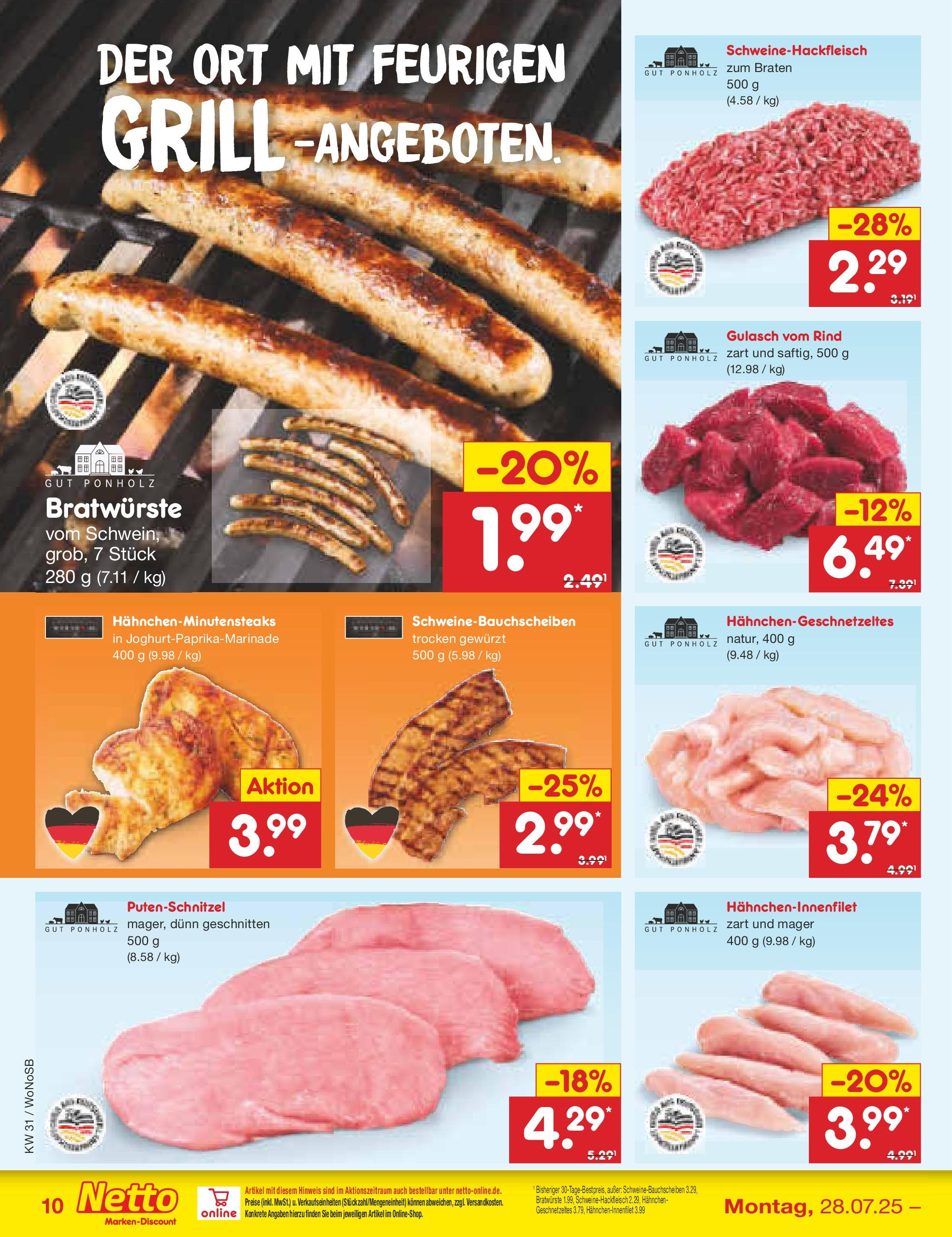 Netto Marken-Discount prospekt Lahnau (ab 28.07.2025) » Angebote | Seite: 14 | Produkte: Grill, Hahnchen, Gulasch, Putenschnitzel Netto Marken-Discount prospekt Lahnau (ab 28.07.2025) » Angebote | Seite: 14 | Produkte: Grill, Hahnchen, Gulasch, Putenschnitzel