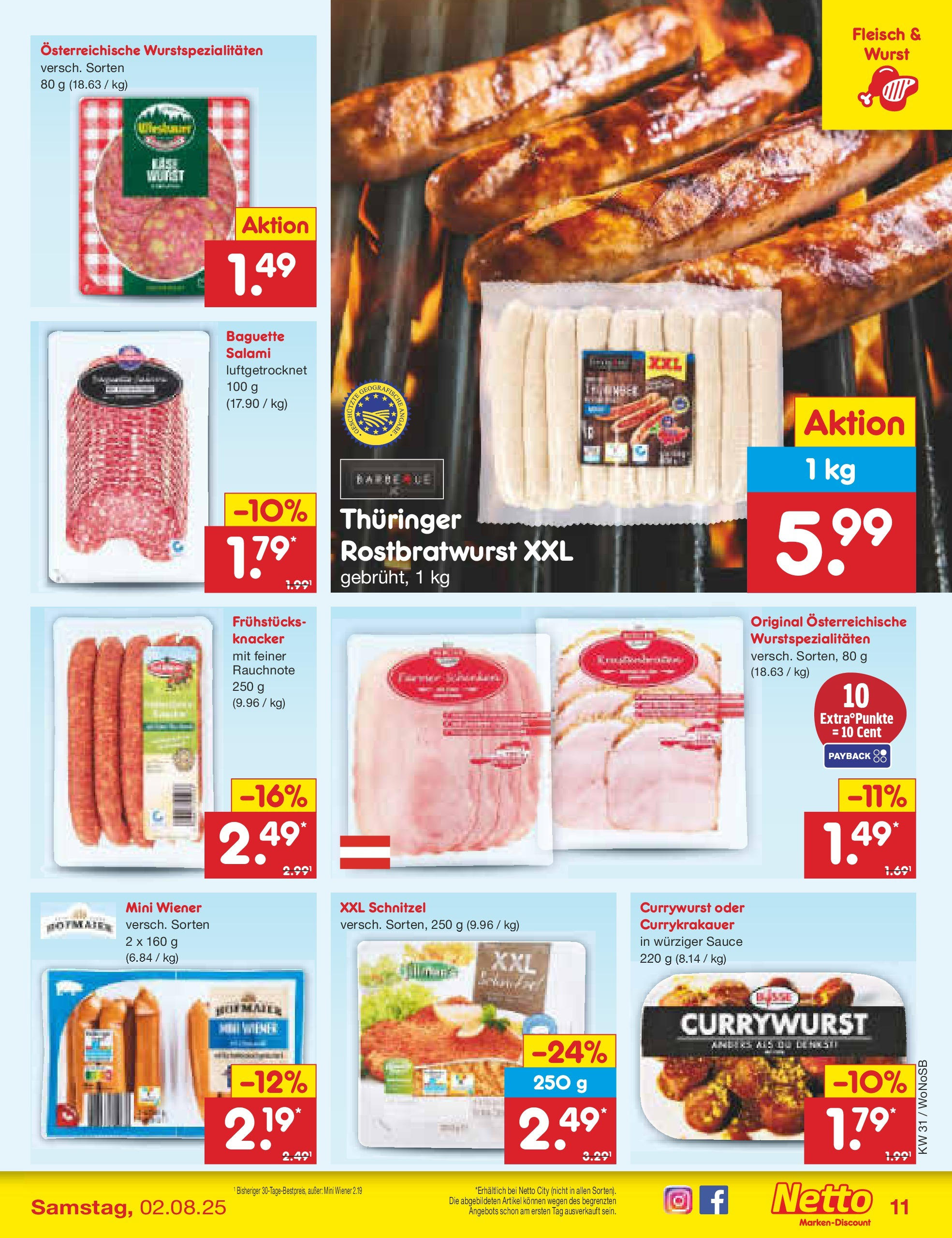 Netto Marken-Discount prospekt Lahnau (ab 28.07.2025) » Angebote | Seite: 15 | Produkte: Schnitzel, Wurst, Salami, Fleisch Netto Marken-Discount prospekt Lahnau (ab 28.07.2025) » Angebote | Seite: 15 | Produkte: Schnitzel, Wurst, Salami, Fleisch