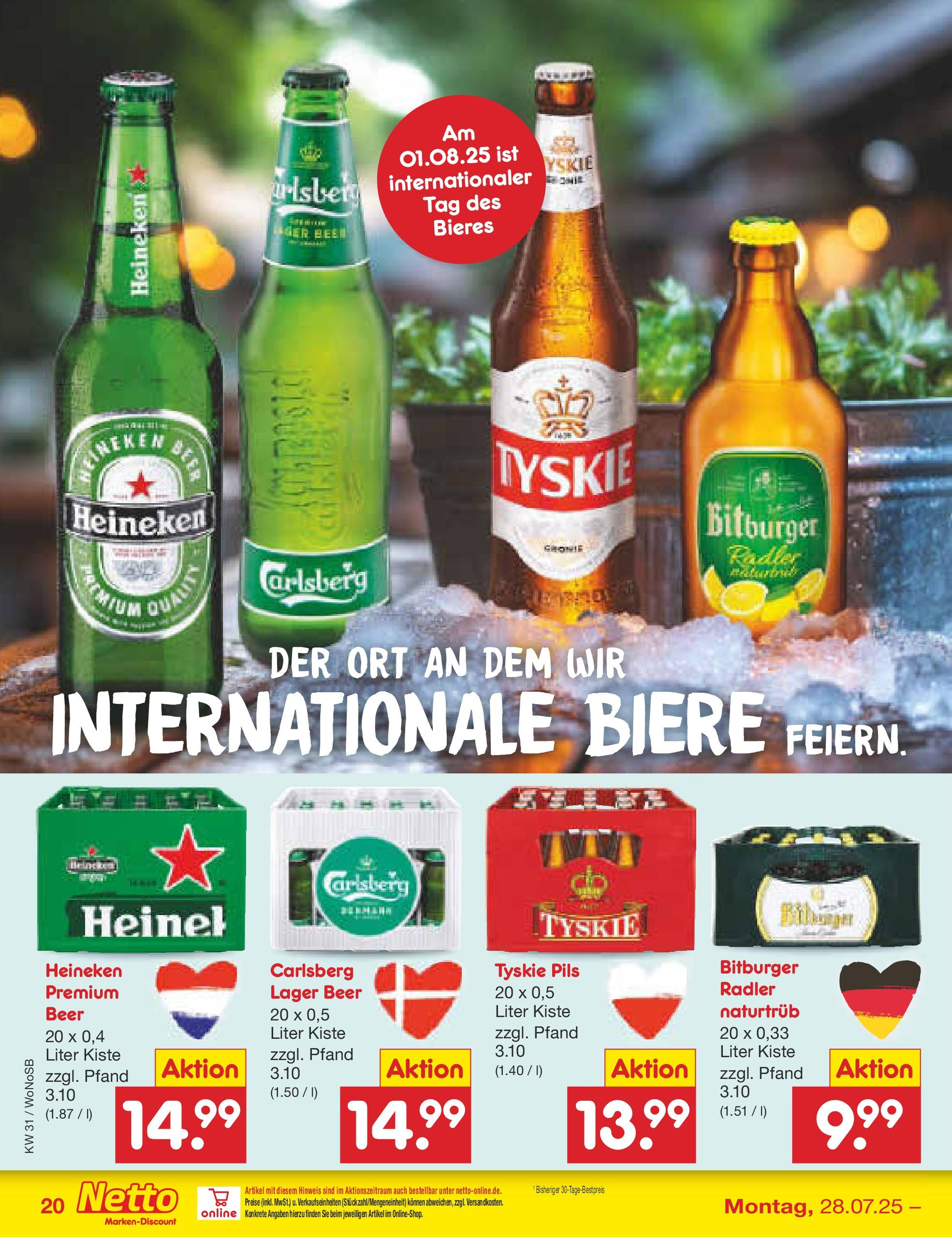 Netto Marken-Discount prospekt Lahnau (ab 28.07.2025) » Angebote | Seite: 32 | Produkte: Bitburger, Pils, Heineken, Radler Netto Marken-Discount prospekt Lahnau (ab 28.07.2025) » Angebote | Seite: 32 | Produkte: Bitburger, Pils, Heineken, Radler